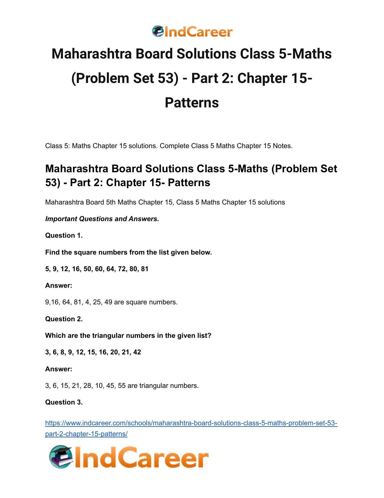 Maharashtra Board Solutions Class 5-Maths (Problem Set 53) - Part 2: Chapter 15- Patterns - Page 2
