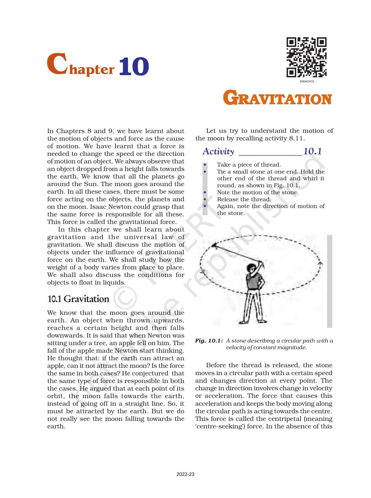 NCERT Book for Class 9 Science Chapter 10 Gravitation - Page 1
