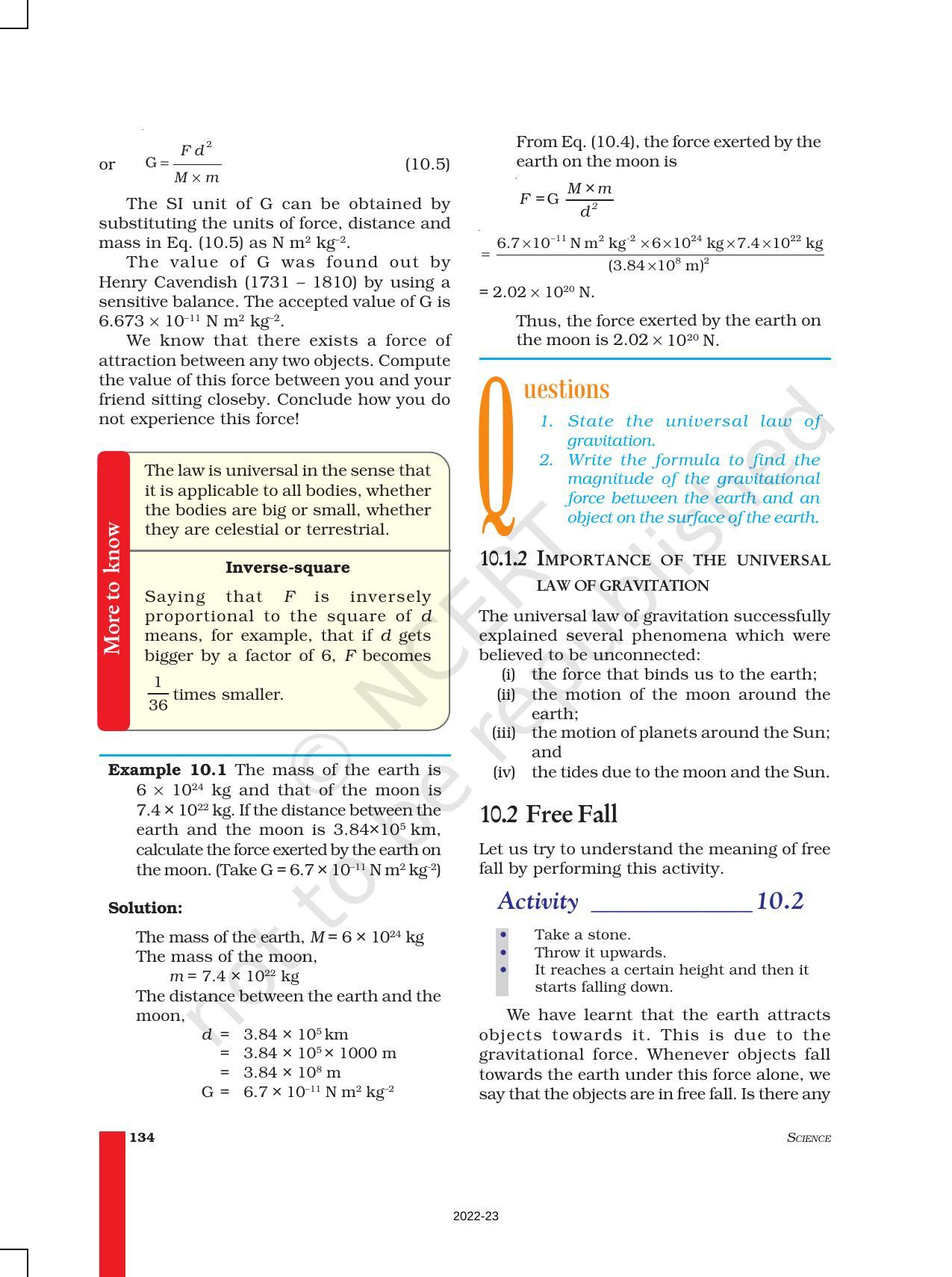 NCERT Book for Class 9 Science Chapter 10 Gravitation - Page 4