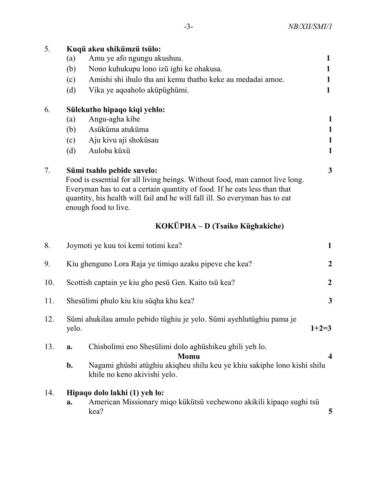 Nagaland Board Class 12 Sumi (Sütsah) 2022 Question Paper - Page 3