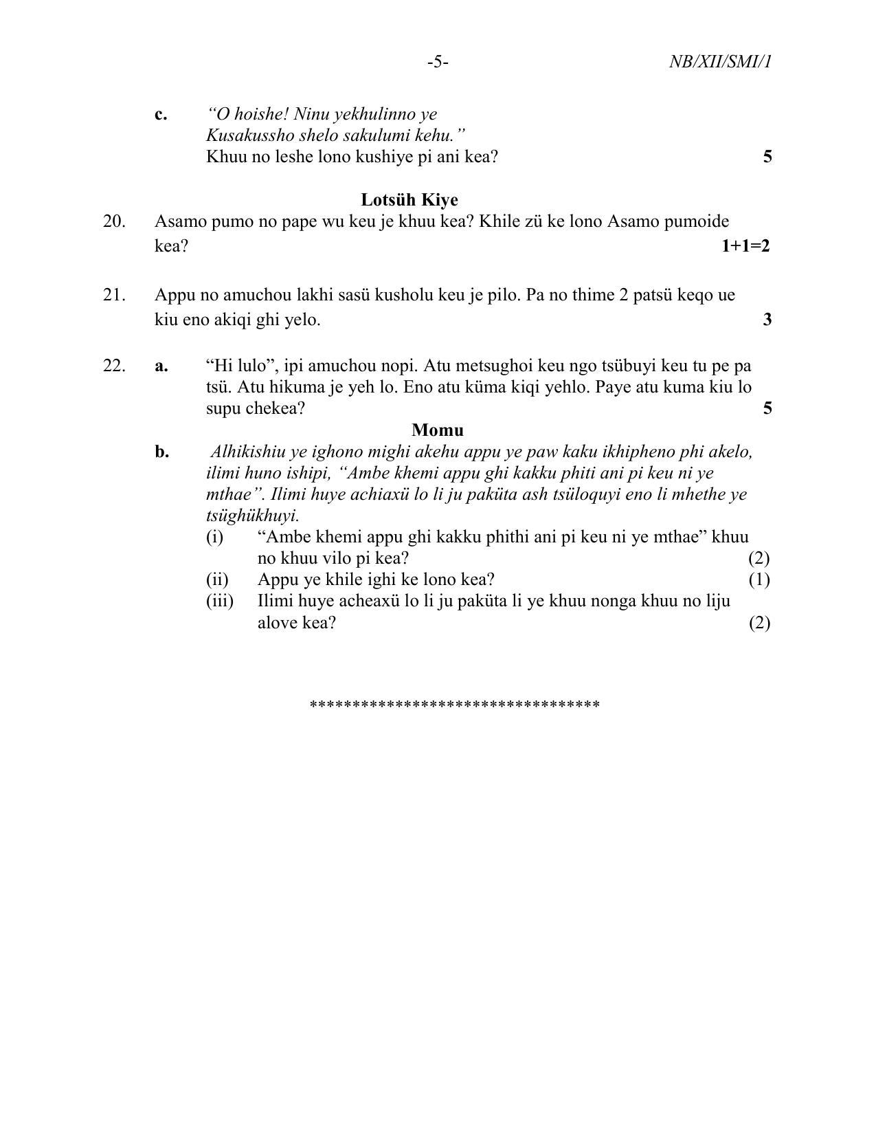Nagaland Board Class 12 Sumi (Sütsah) 2022 Question Paper - Page 5