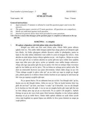 Nagaland Board Class 12 Sumi (Sütsah) 2022 Question Paper