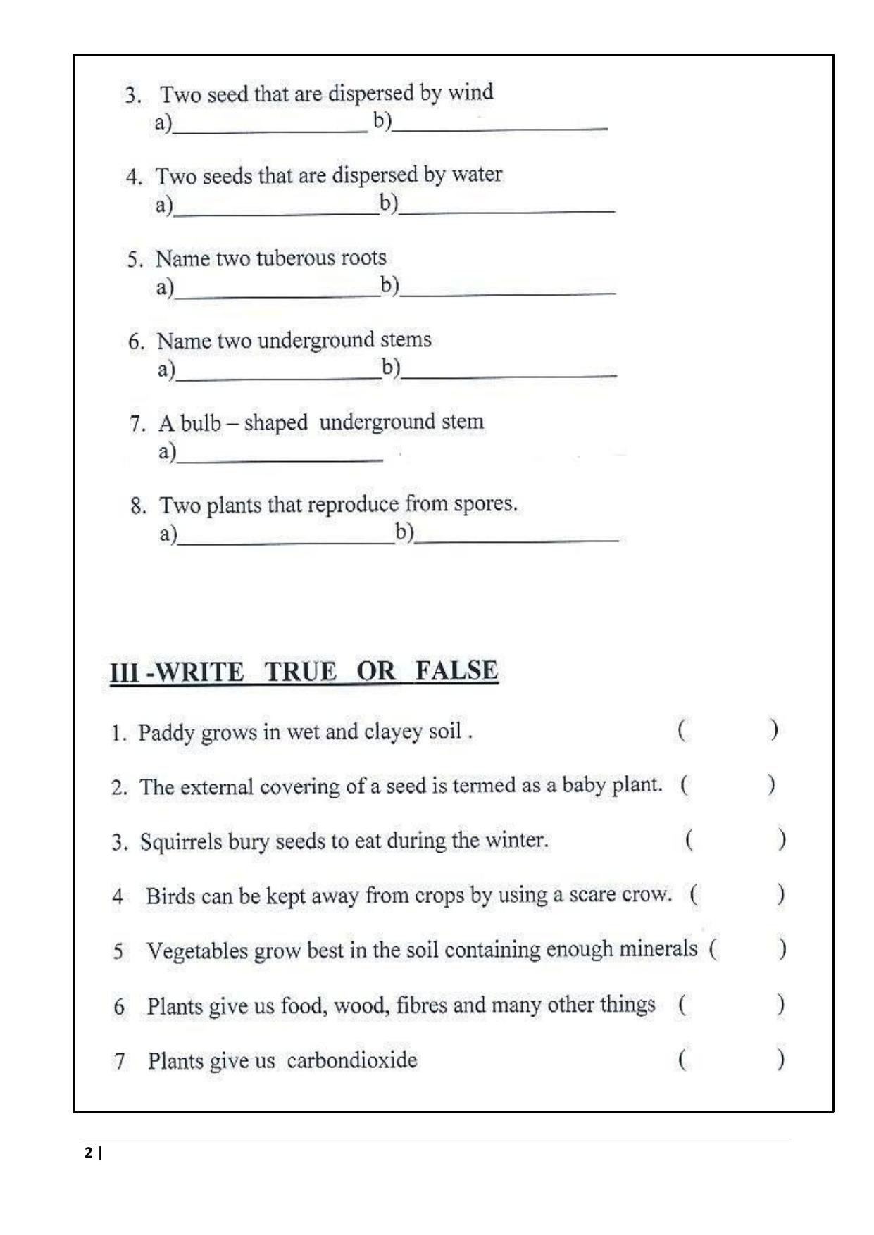 Worksheet for Class 5 Science Reproduction in Plants Assignment 3 - Page 2