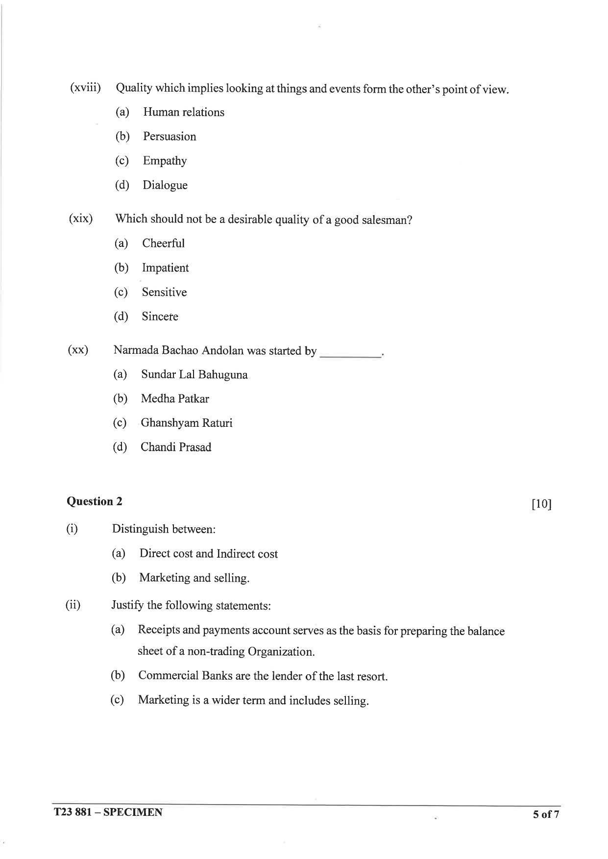 ICSE Class 10 Commercial Applications Sample Paper 2023 - Page 5