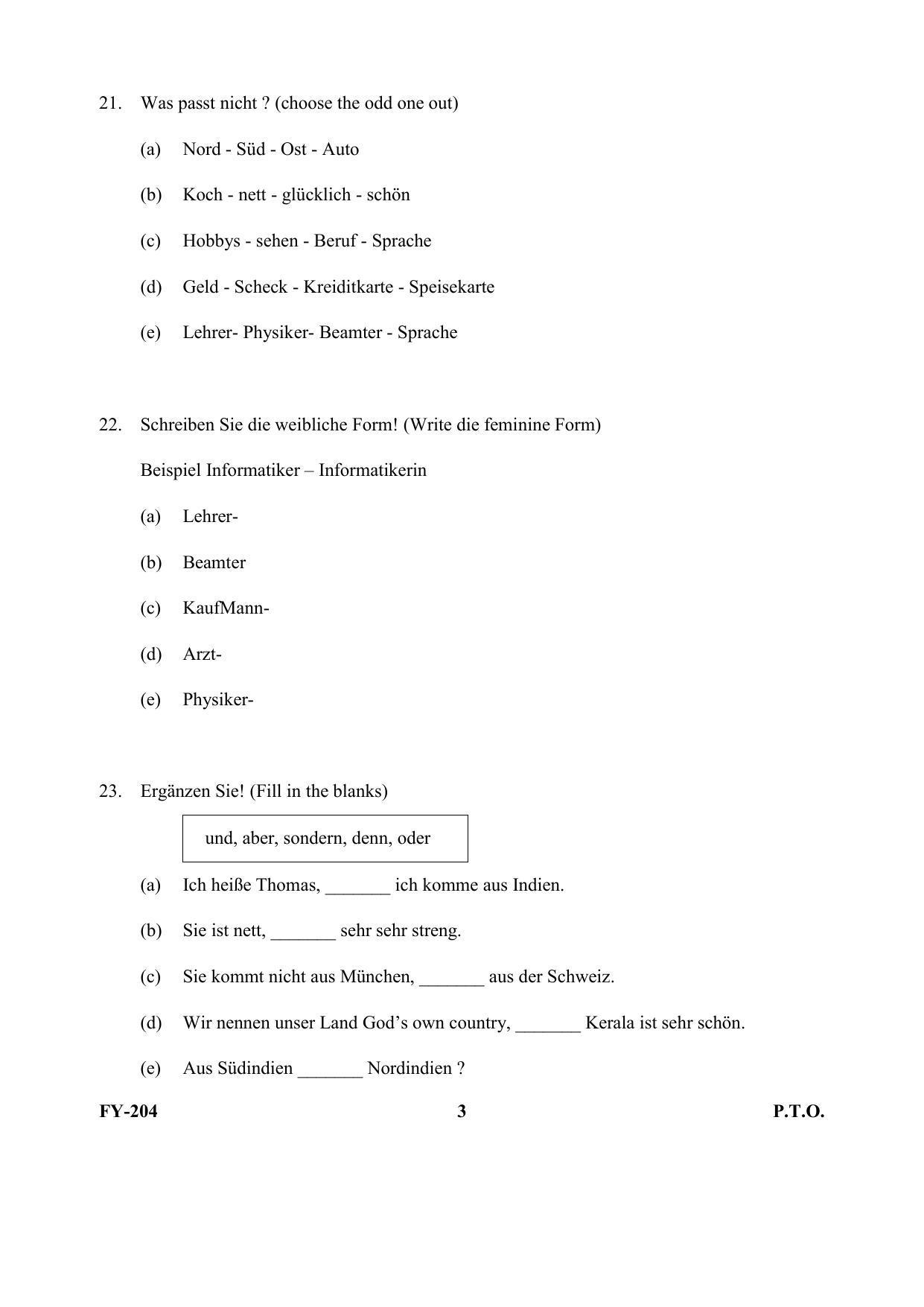 Kerala Plus One (Class 11th) Part-II German Question Paper 2021 - Page 3