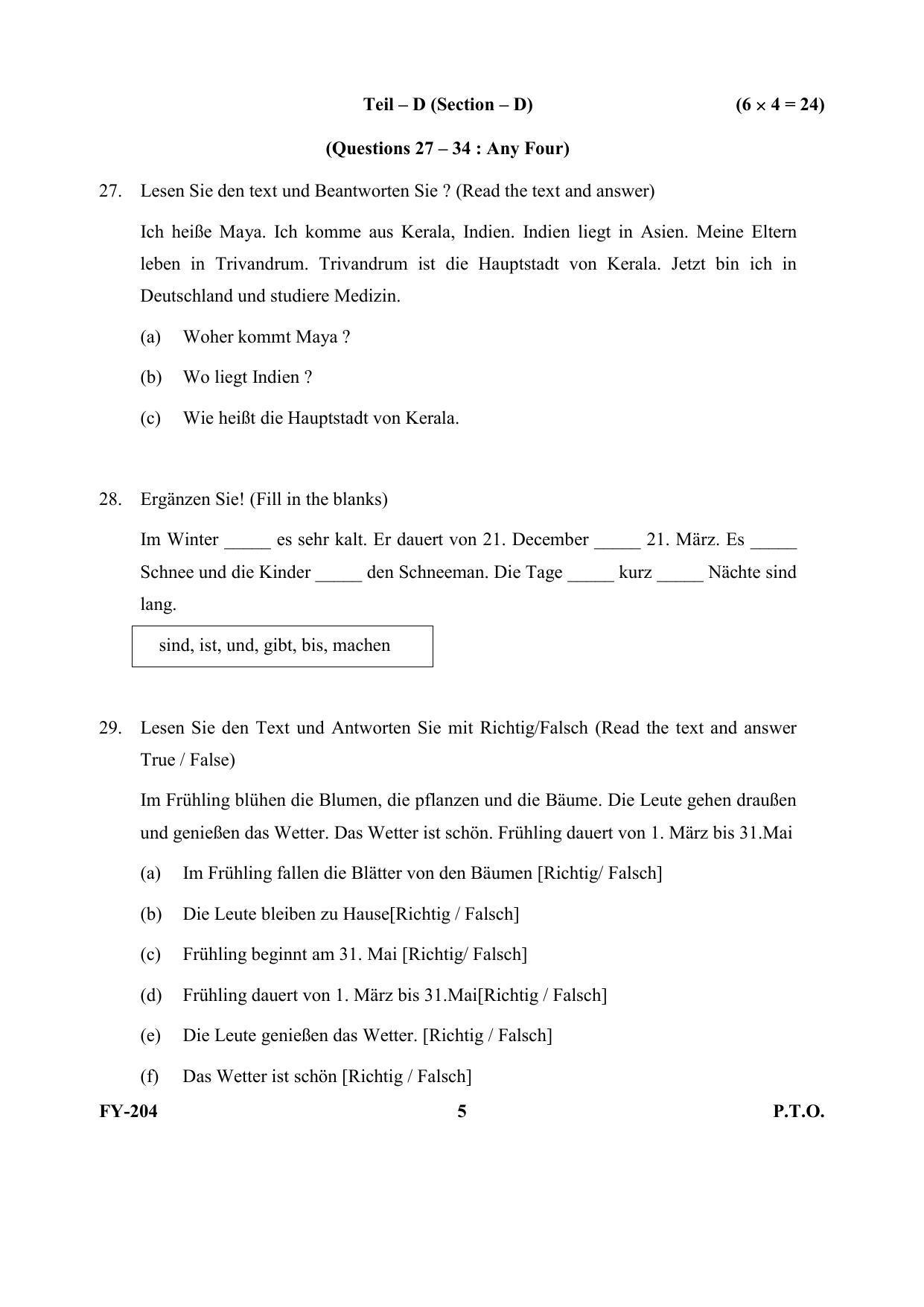 Kerala Plus One (Class 11th) Part-II German Question Paper 2021 - Page 5