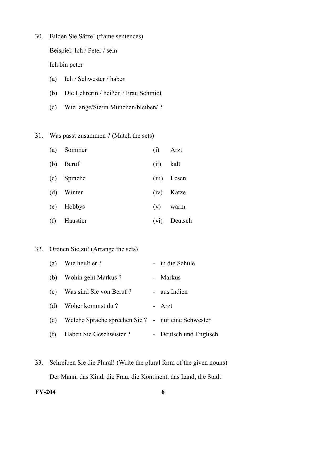 Kerala Plus One (Class 11th) Part-II German Question Paper 2021 - Page 6