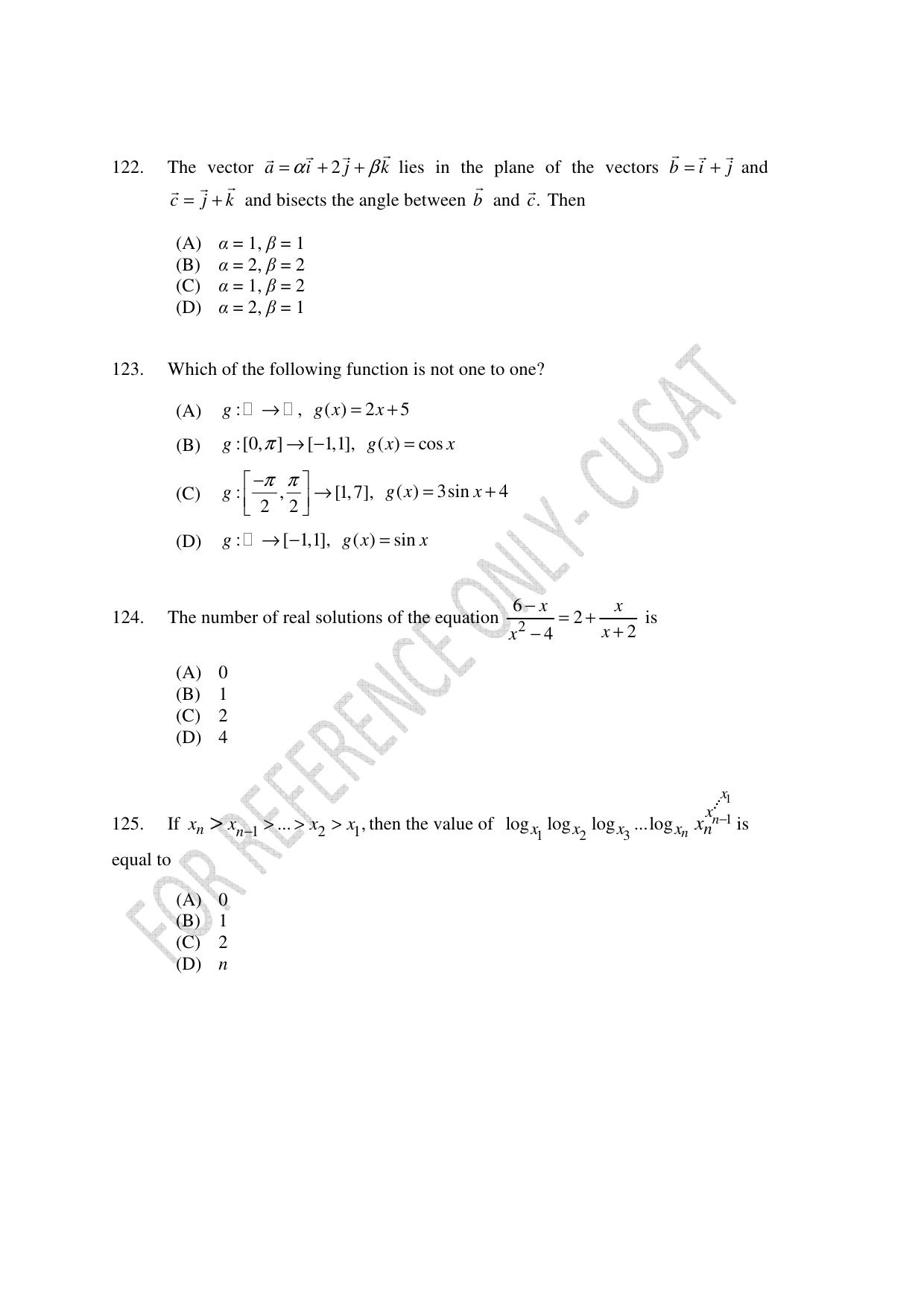 CUSAT CAT 2022 Test in Physics Chemistry and Mathematics for B Tech (Second Shift) Question Paper - Page 27