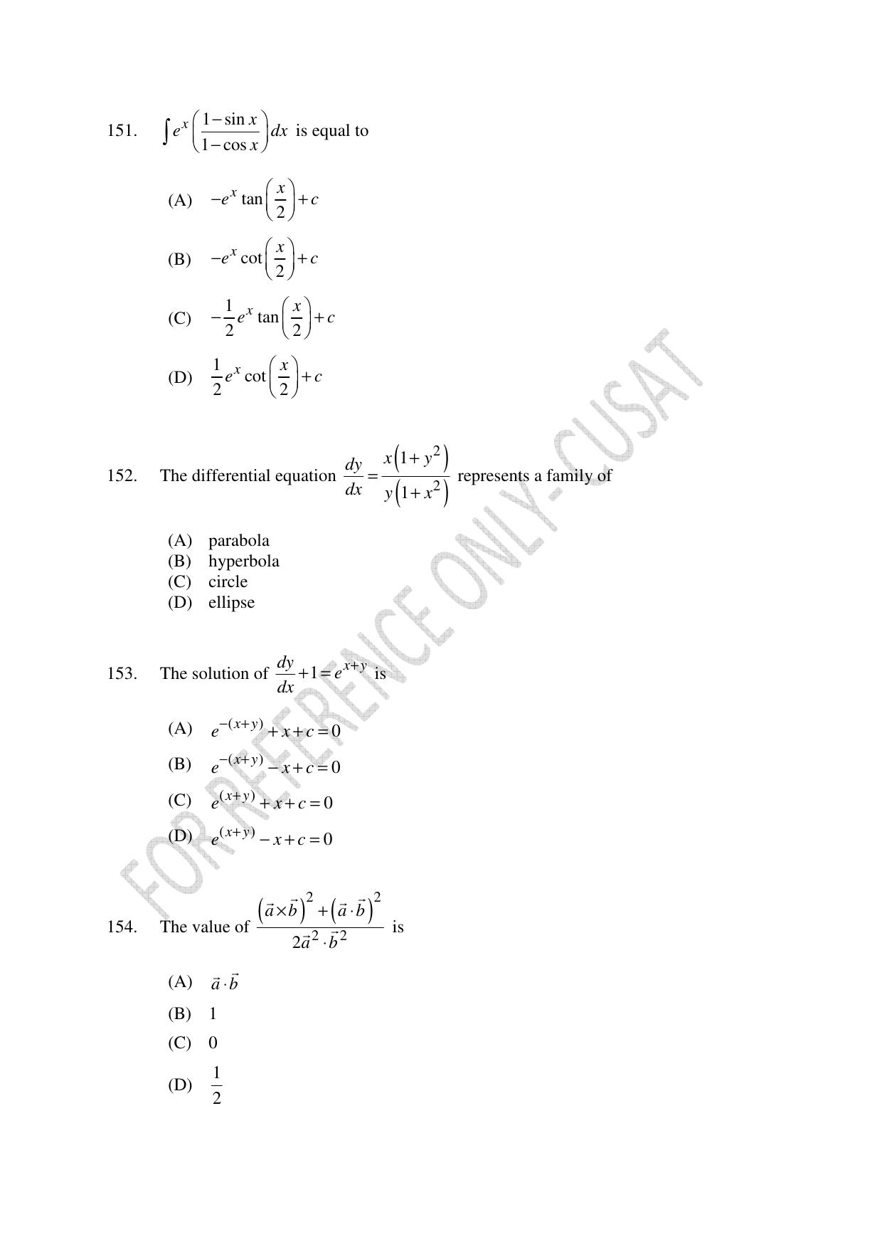CUSAT CAT 2022 Test in Physics Chemistry and Mathematics for B Tech (Second Shift) Question Paper - Page 35