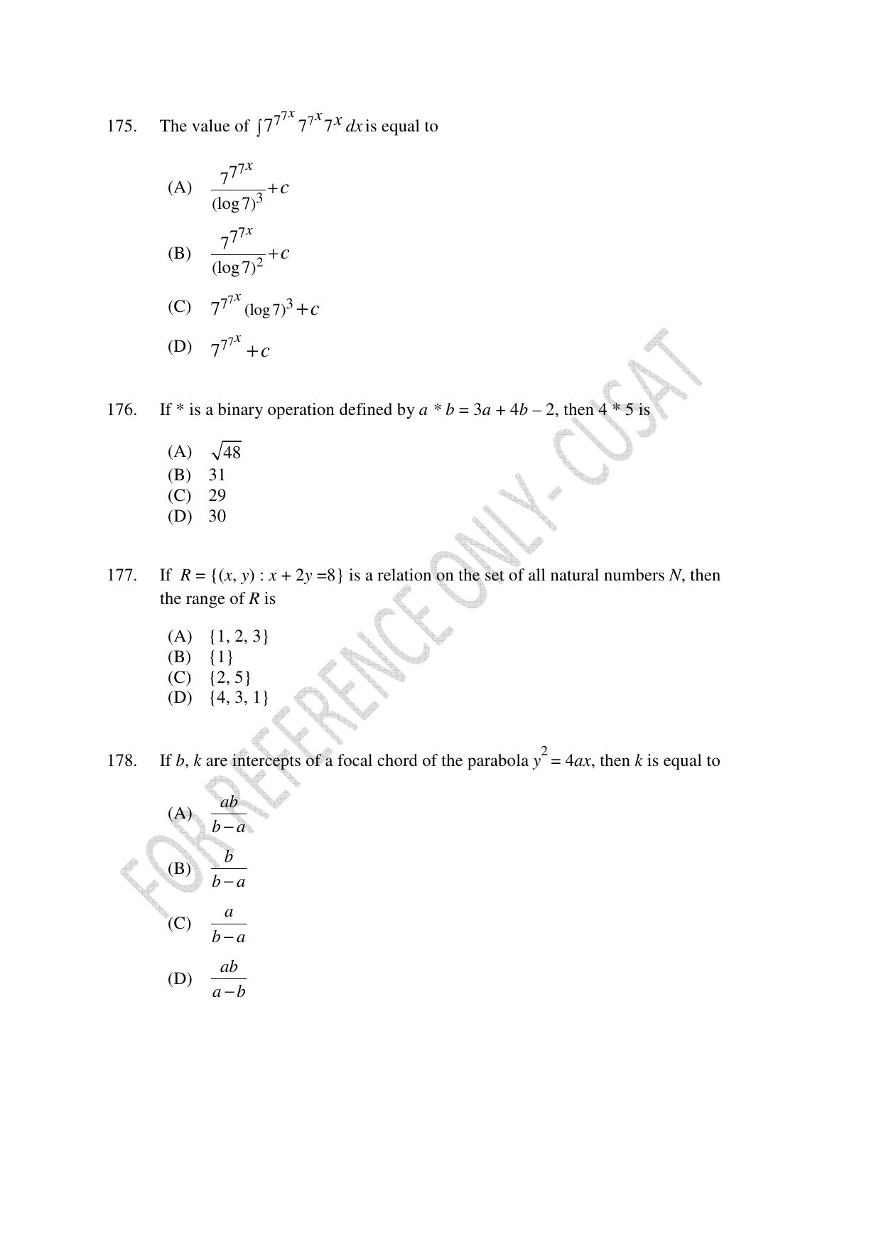 CUSAT CAT 2022 Test in Physics Chemistry and Mathematics for B Tech (Second Shift) Question Paper - Page 41