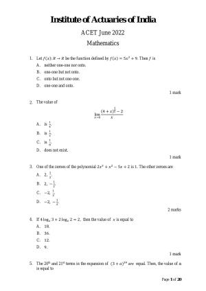 ACET June 2022 Question Papers