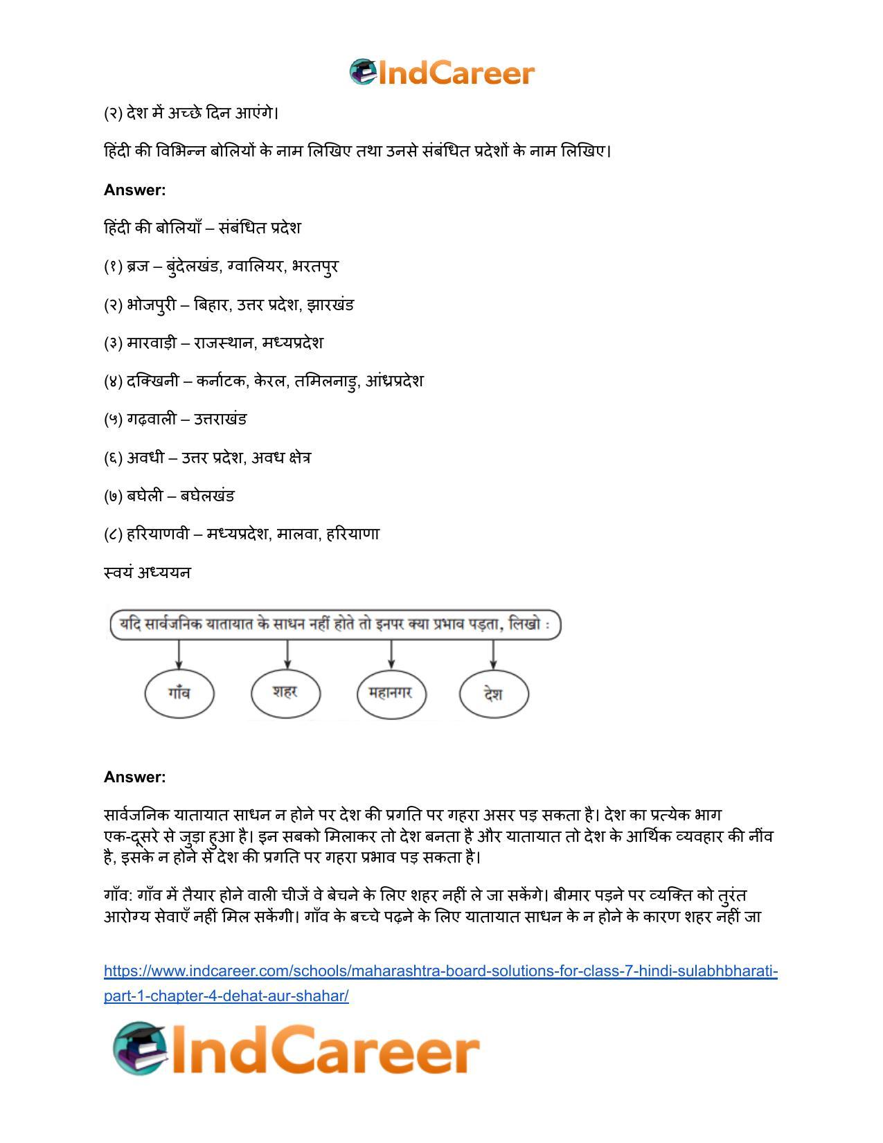 Maharashtra Board Solutions for Class 7- Hindi Sulabhbharati (Part 1): Chapter 4- देहात और शहर - Page 5