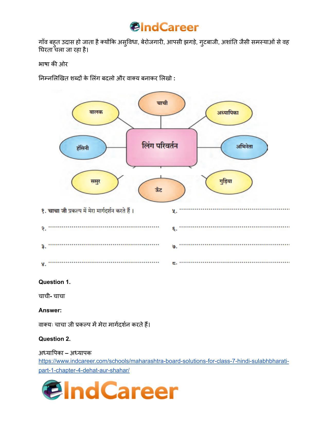Maharashtra Board Solutions for Class 7- Hindi Sulabhbharati (Part 1): Chapter 4- देहात और शहर - Page 10