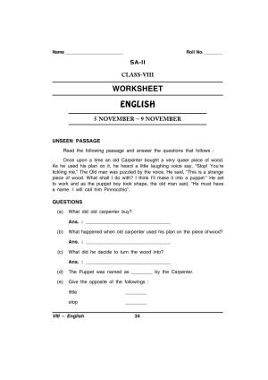CBSE Worksheets for Class 8 English Assignment 86