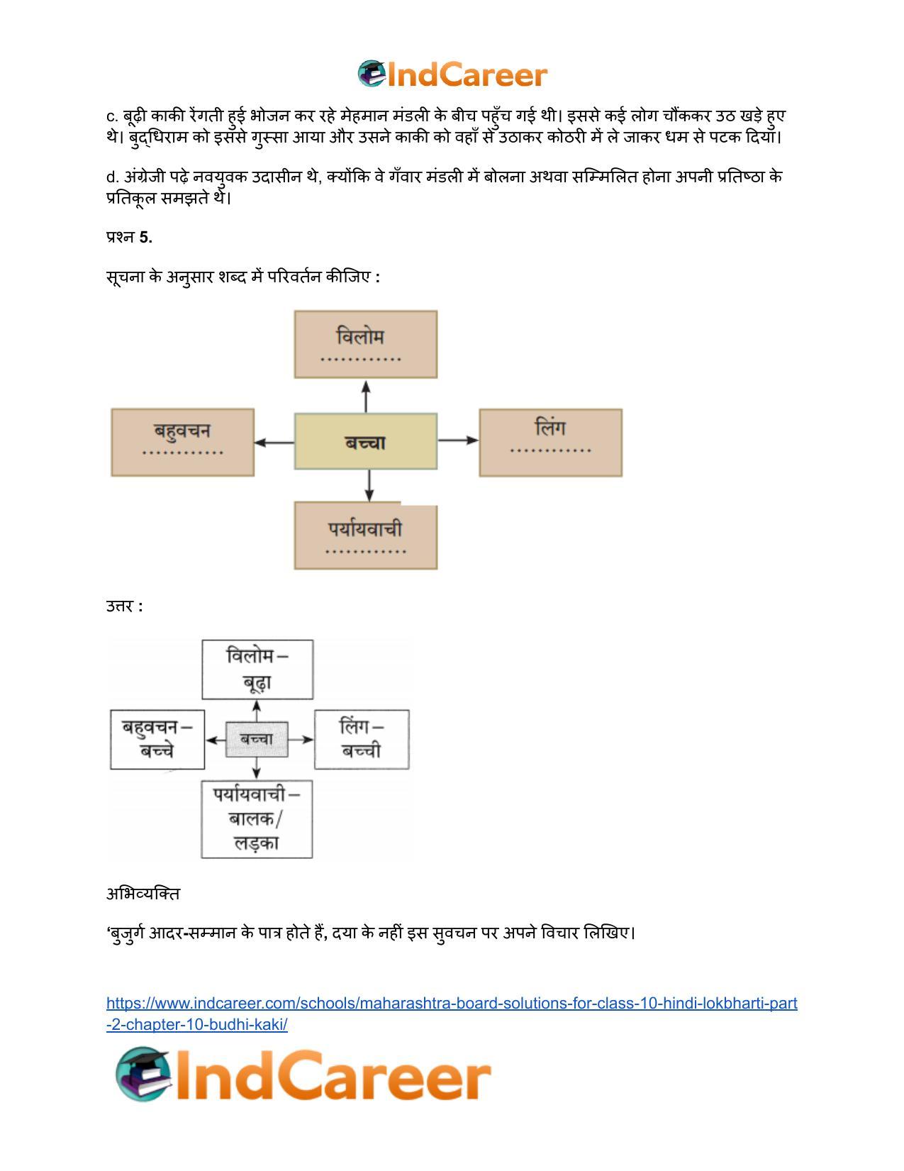 Maharashtra Board Solutions for Class 10- Hindi Lokbharti (Part 2): Chapter 10- बूढ़ी काकी - Page 5