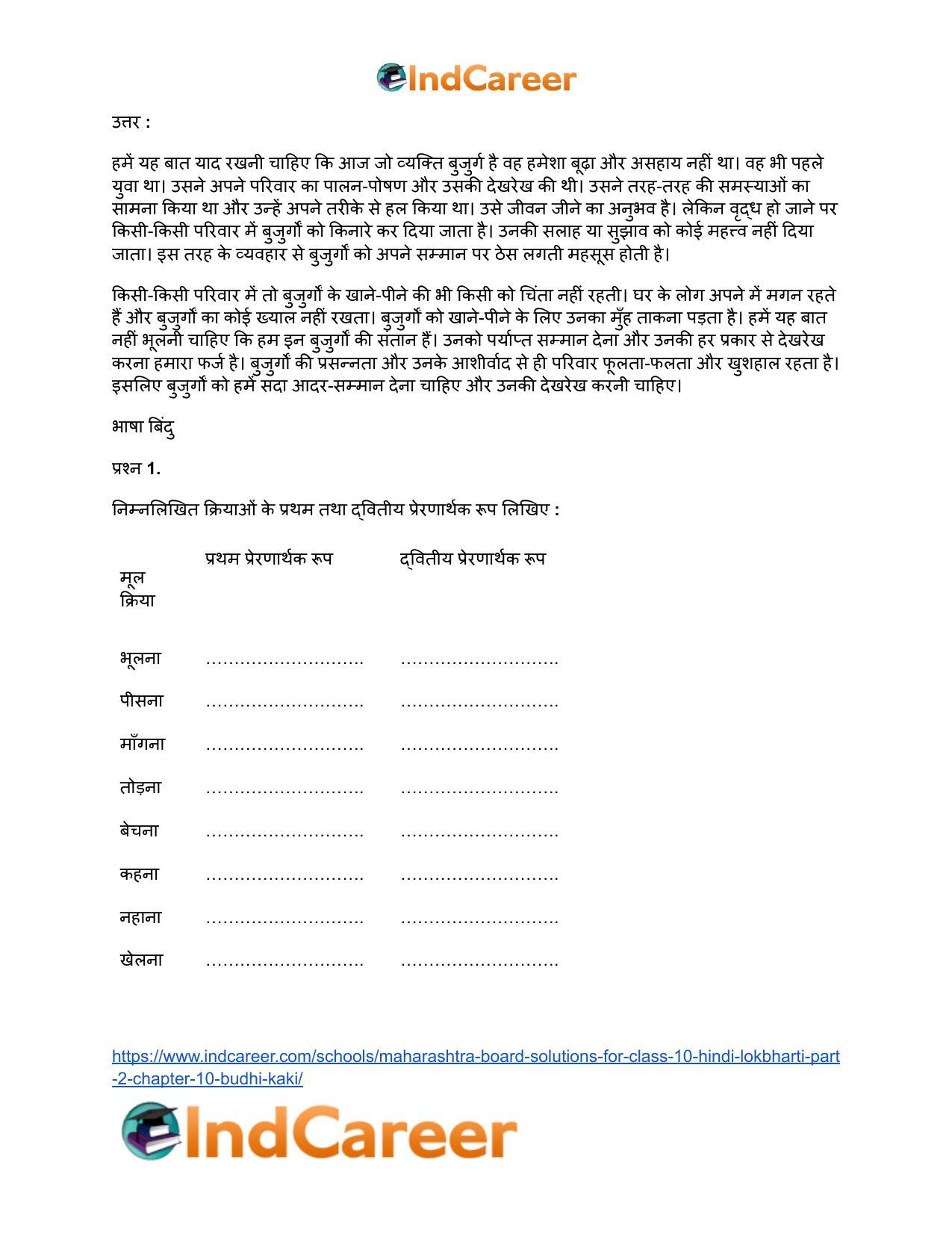 Maharashtra Board Solutions for Class 10- Hindi Lokbharti (Part 2): Chapter 10- बूढ़ी काकी - Page 6