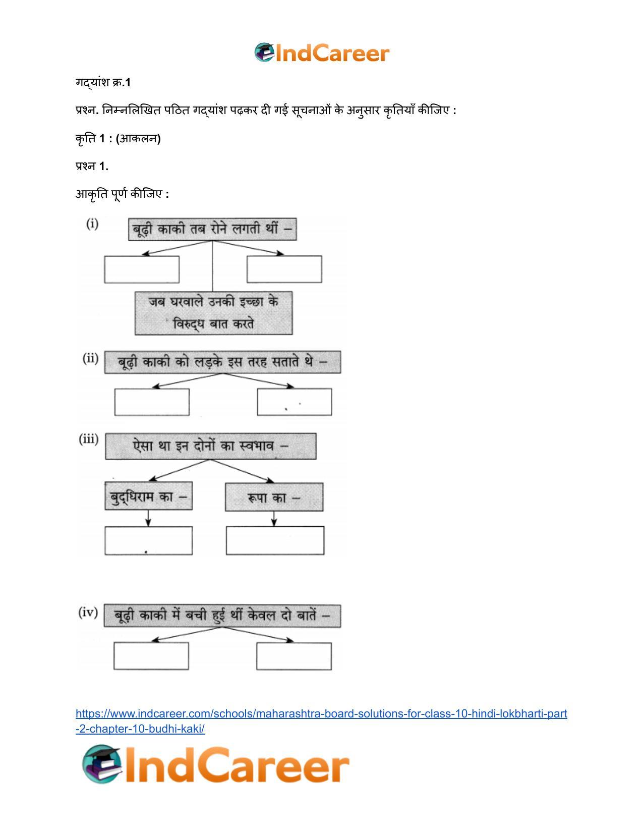Maharashtra Board Solutions for Class 10- Hindi Lokbharti (Part 2): Chapter 10- बूढ़ी काकी - Page 11