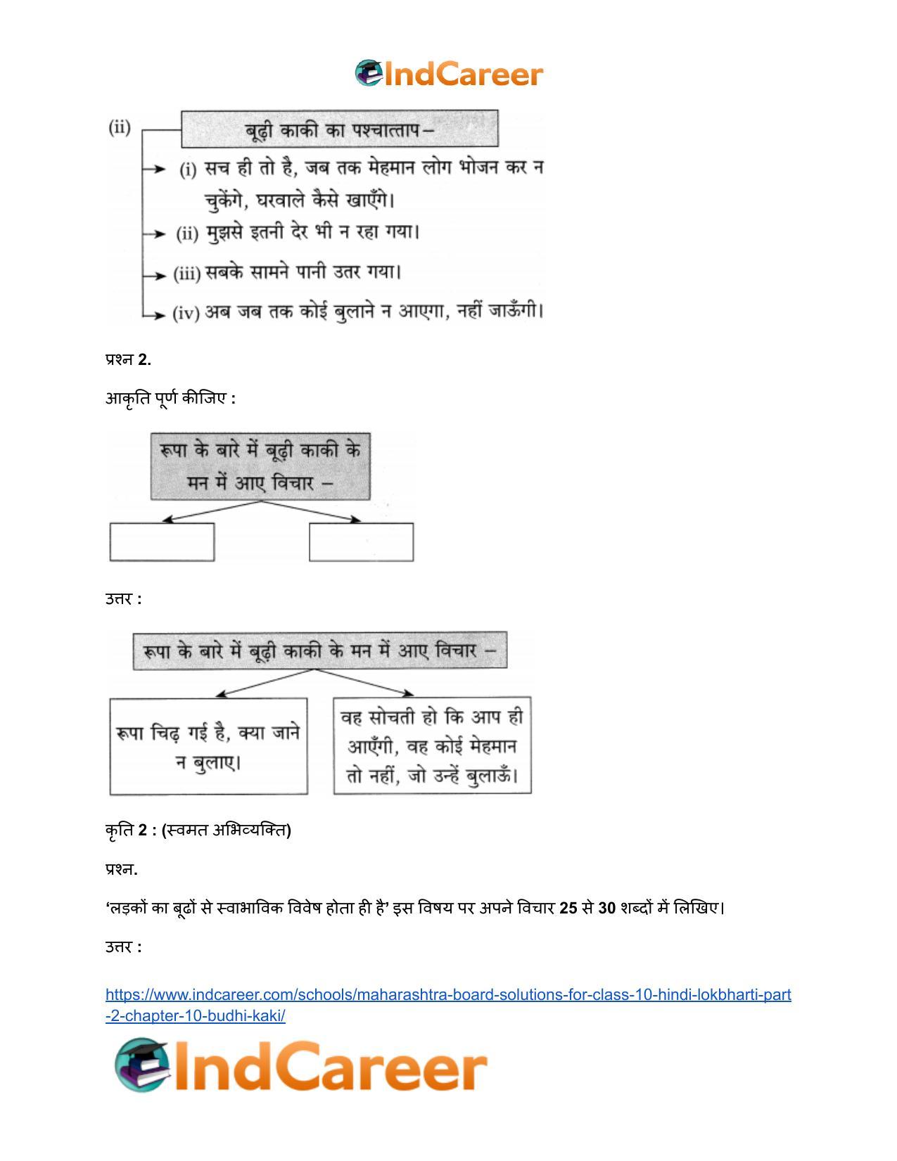 Maharashtra Board Solutions for Class 10- Hindi Lokbharti (Part 2): Chapter 10- बूढ़ी काकी - Page 20