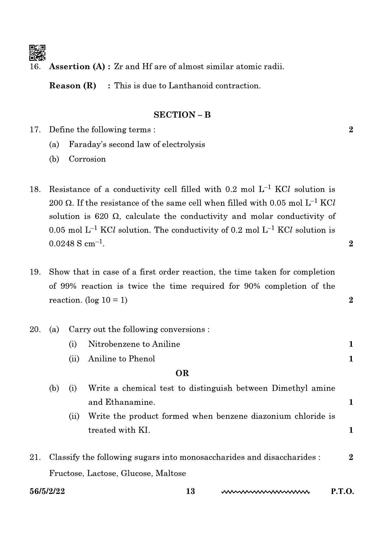 CBSE Class 12 56-5-2 Chemistry 2024 Question Paper - Page 13