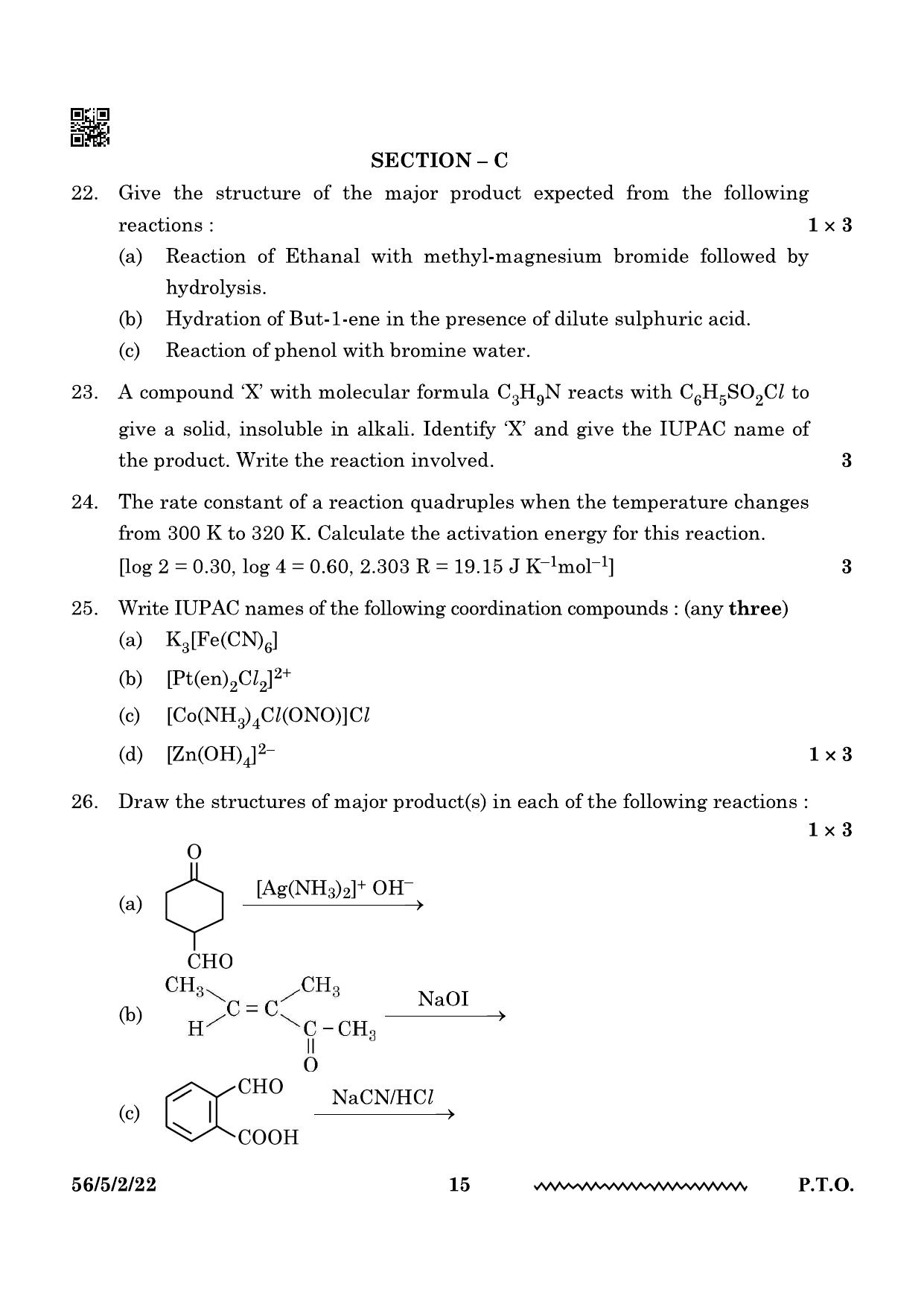 CBSE Class 12 56-5-2 Chemistry 2024 Question Paper - Page 15