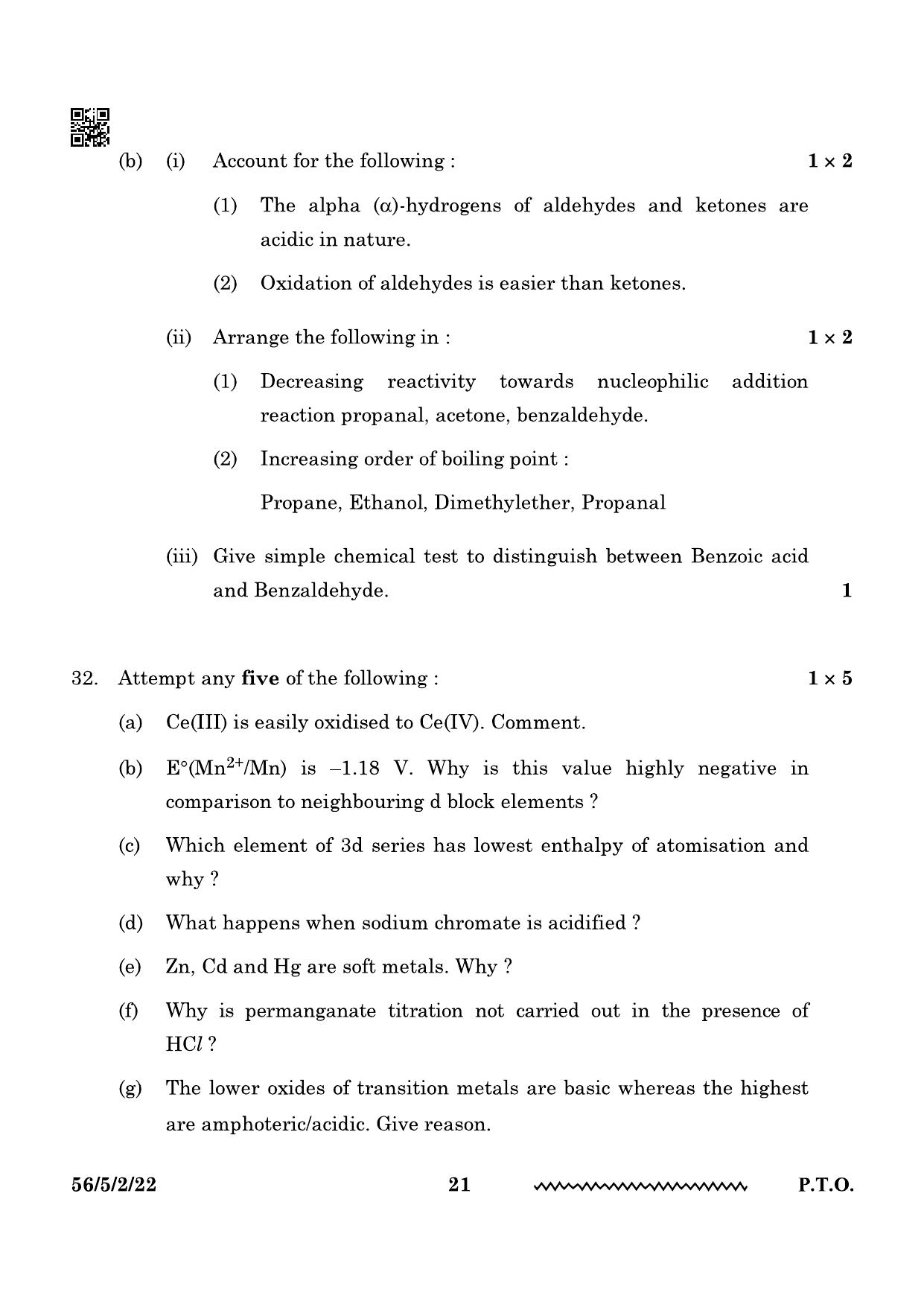 CBSE Class 12 56-5-2 Chemistry 2024 Question Paper - Page 21