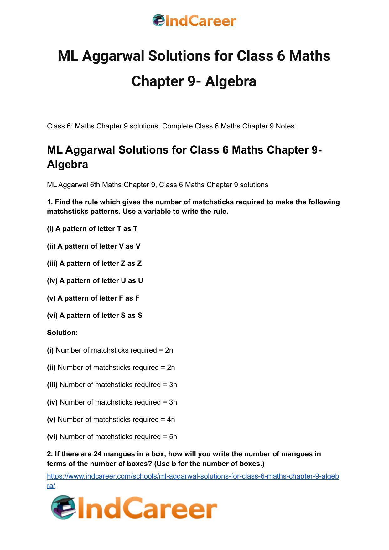 ML Aggarwal Solutions for Class 6 Maths Chapter 9- Algebra - Page 2