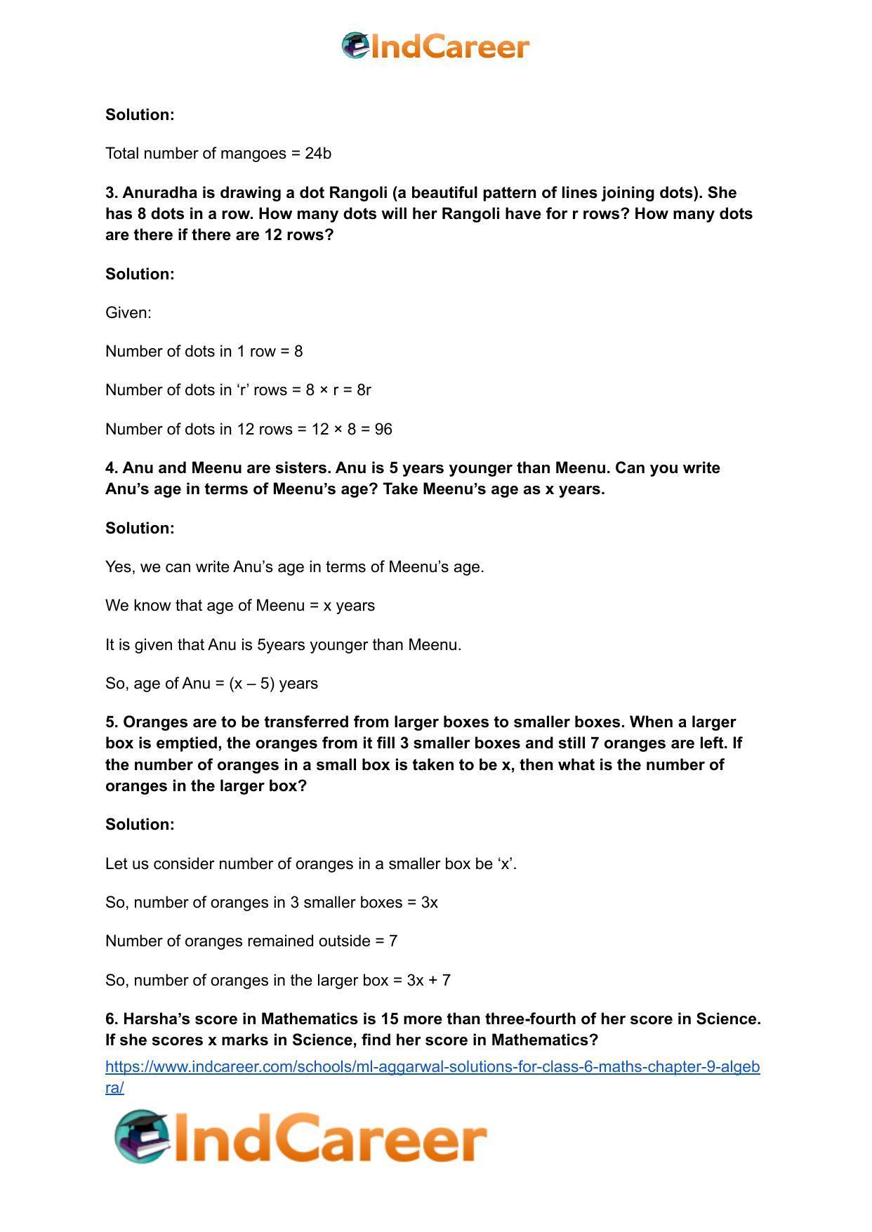 ML Aggarwal Solutions for Class 6 Maths Chapter 9- Algebra - Page 3