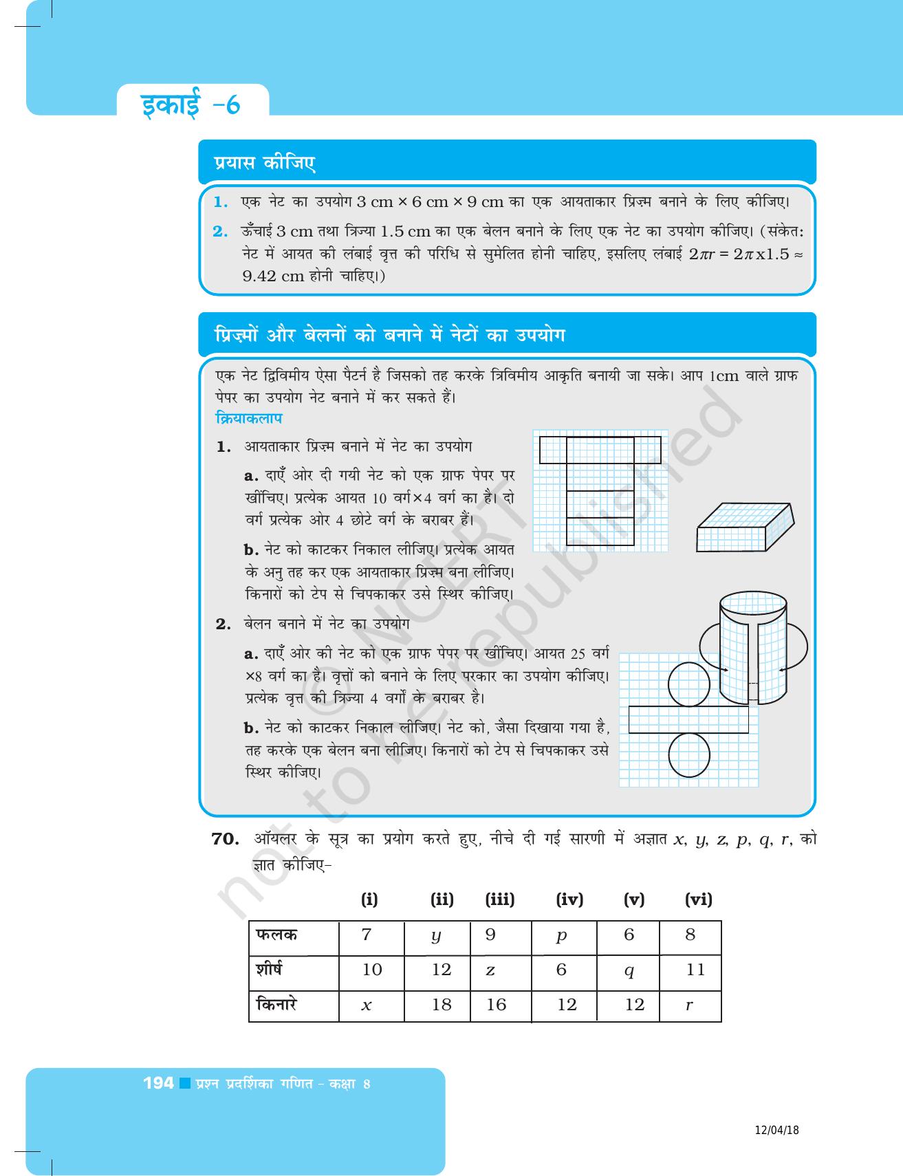 NCERT Exemplar Class 8: गणित यूनिट 6(ठोस आकारों का चित्रण ) - Page 24