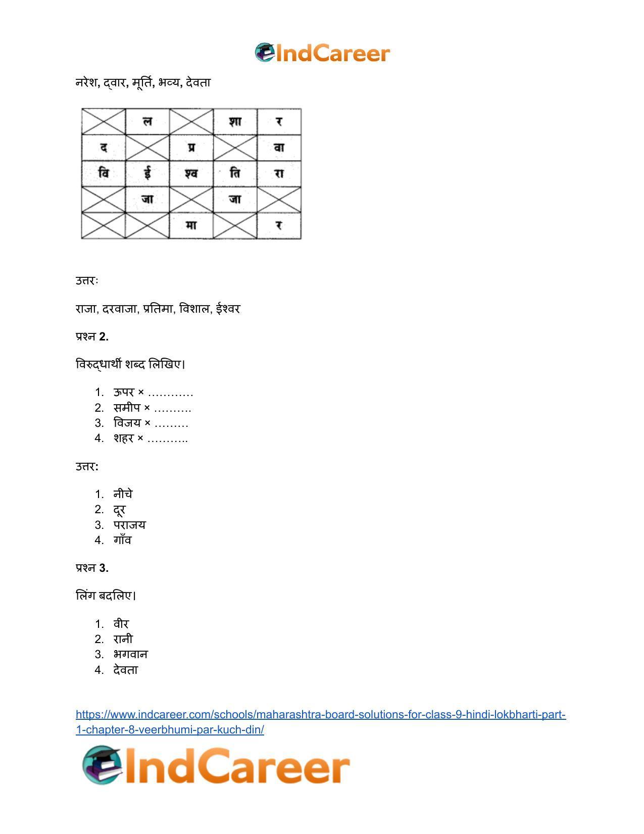 Maharashtra Board Solutions for Class 9- Hindi Lokbharti (Part 1): Chapter 8- वीरभूमि पर कुछ दिन - Page 24