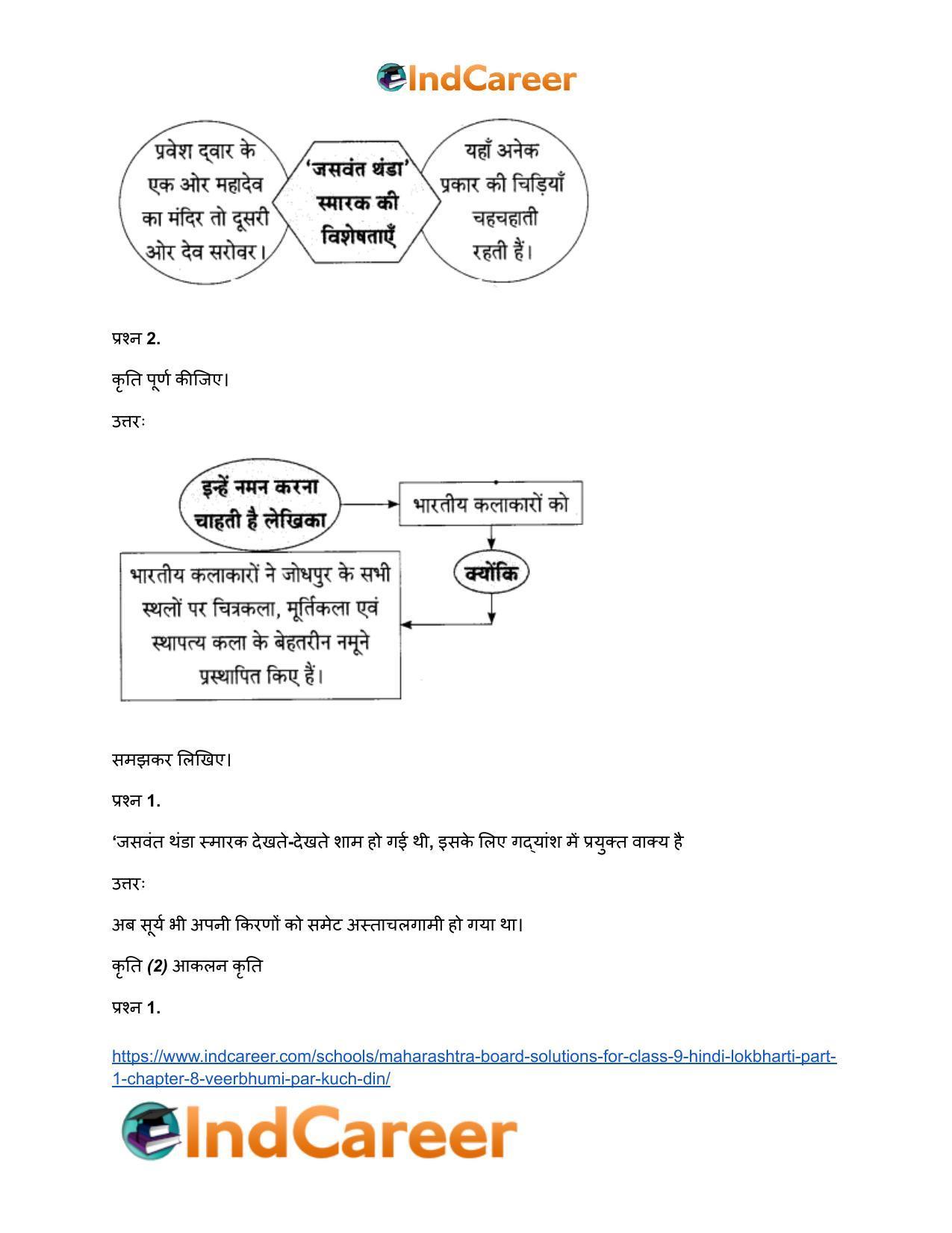 Maharashtra Board Solutions for Class 9- Hindi Lokbharti (Part 1): Chapter 8- वीरभूमि पर कुछ दिन - Page 27