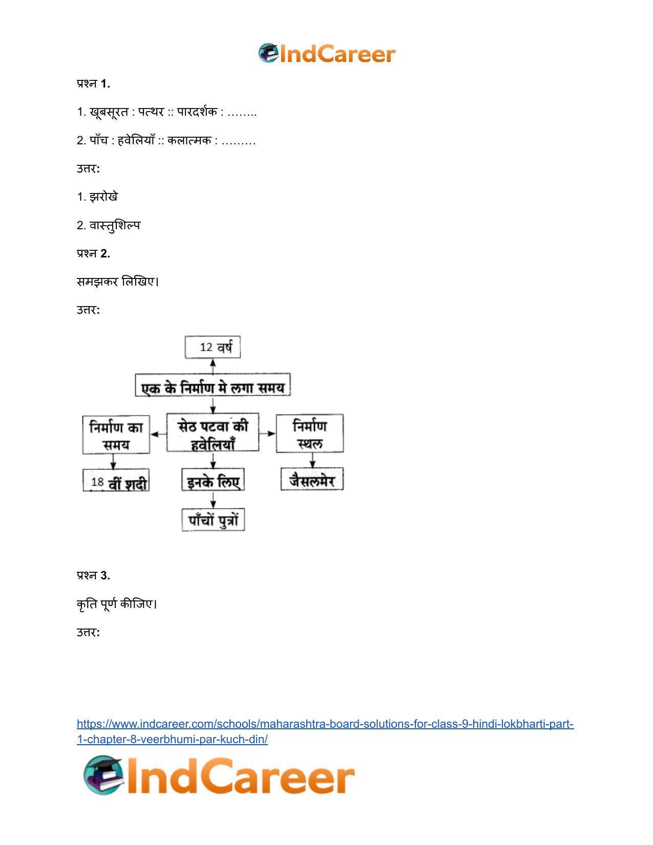 Maharashtra Board Solutions for Class 9- Hindi Lokbharti (Part 1): Chapter 8- वीरभूमि पर कुछ दिन - Page 29