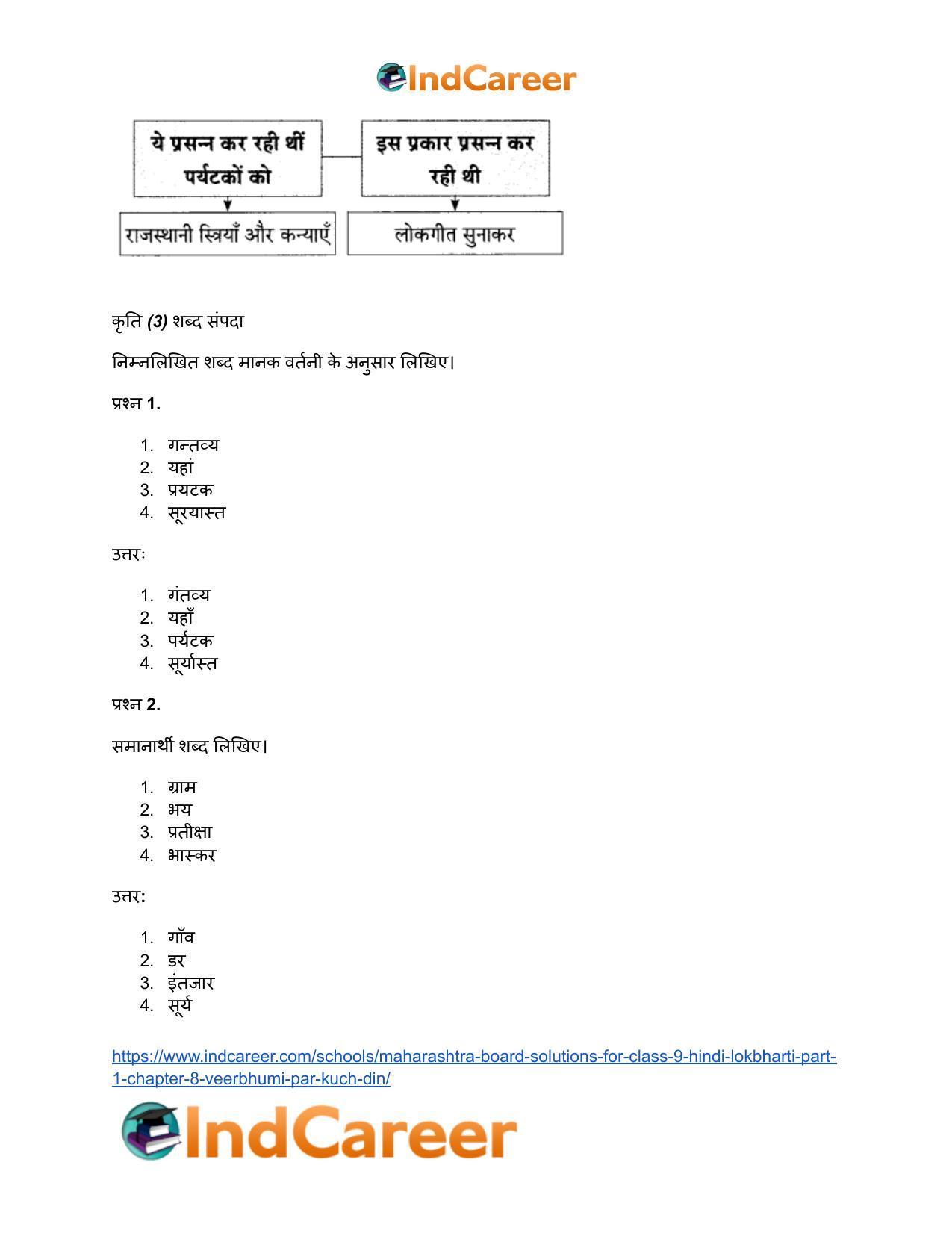 Maharashtra Board Solutions for Class 9- Hindi Lokbharti (Part 1): Chapter 8- वीरभूमि पर कुछ दिन - Page 35