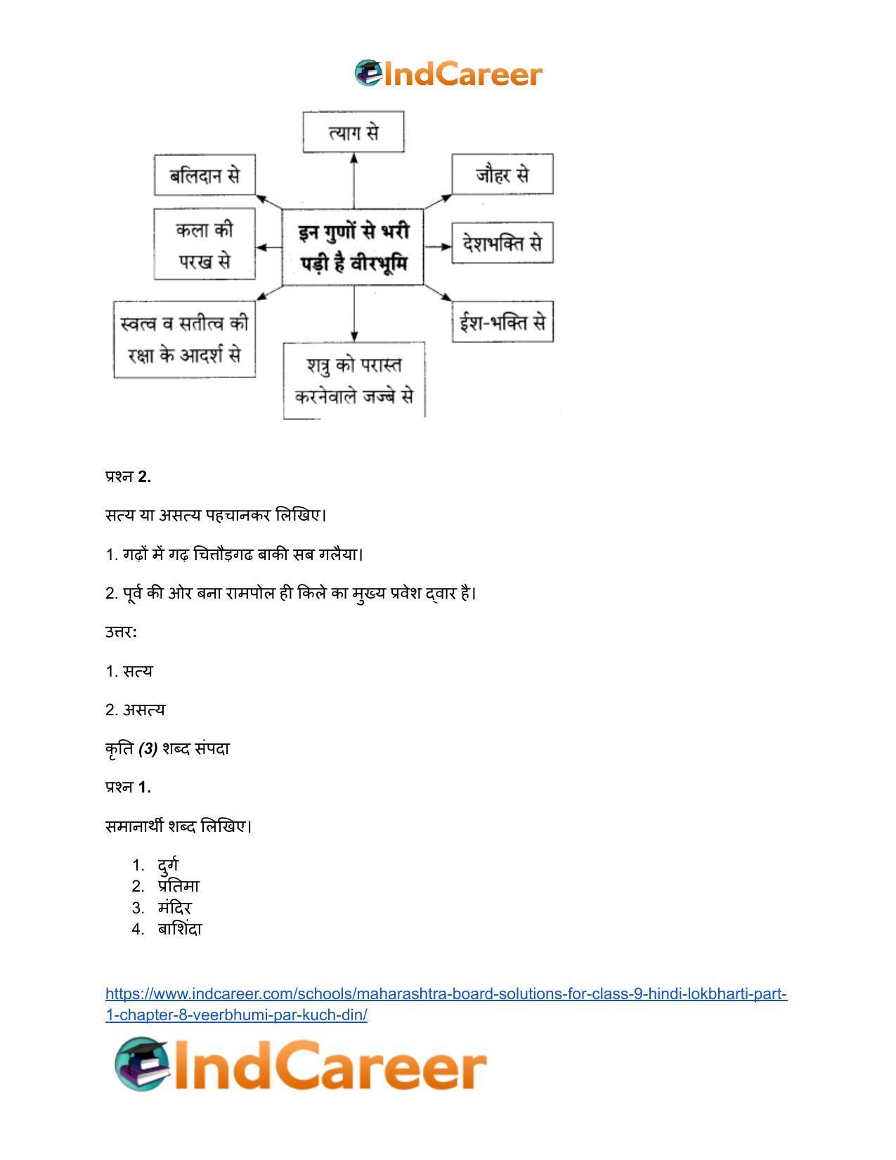 Maharashtra Board Solutions for Class 9- Hindi Lokbharti (Part 1): Chapter 8- वीरभूमि पर कुछ दिन - Page 43