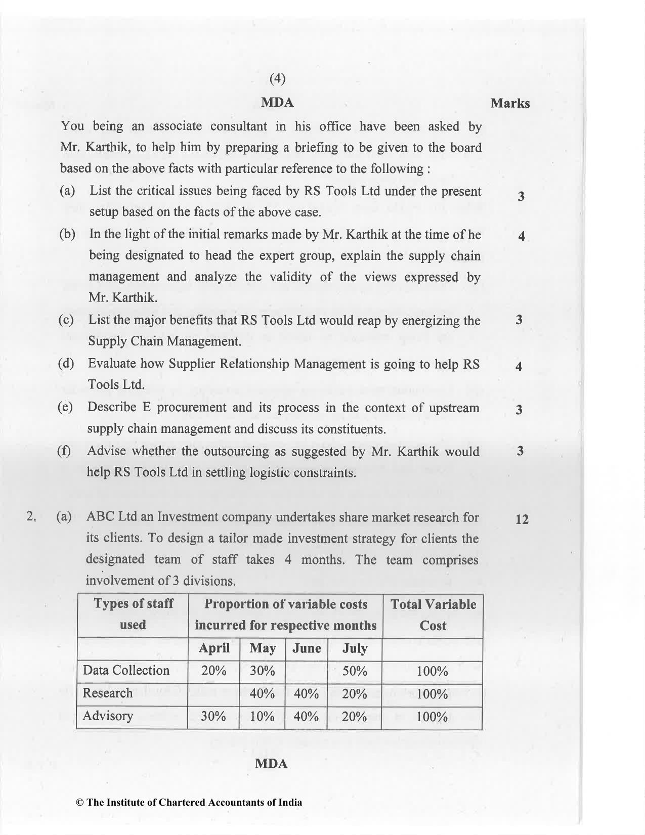 CA Final Jan 2021 Question Paper - Paper 5 – Strategic Cost Management and Performance Evaluation - Page 4
