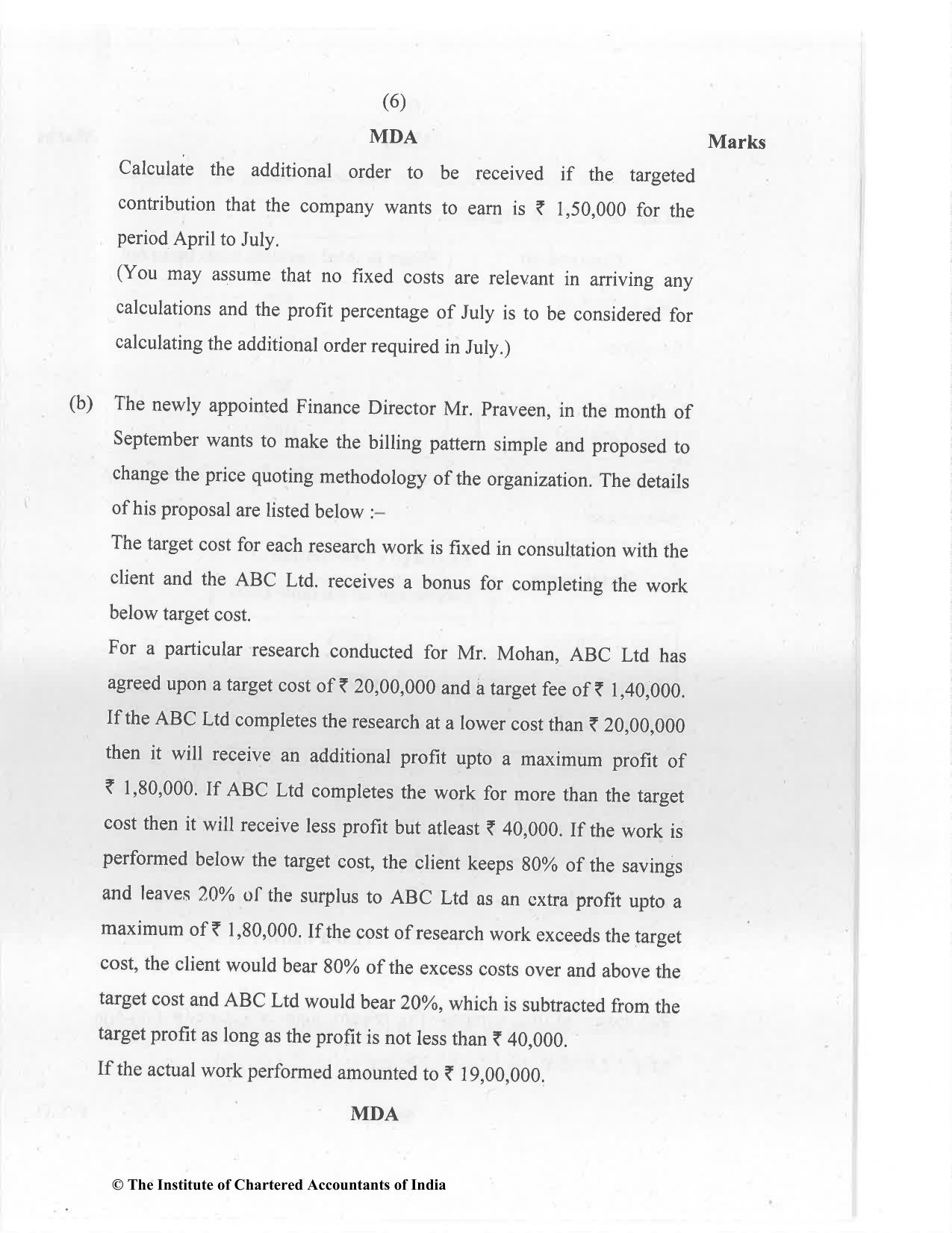 CA Final Jan 2021 Question Paper - Paper 5 – Strategic Cost Management and Performance Evaluation - Page 6