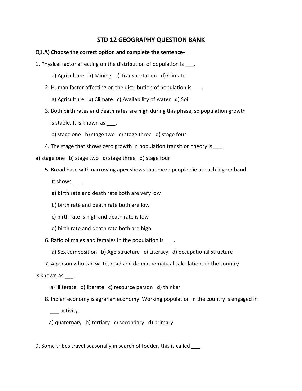 Maharashtra Board Class 12 Geography Sample Papers - Page 2