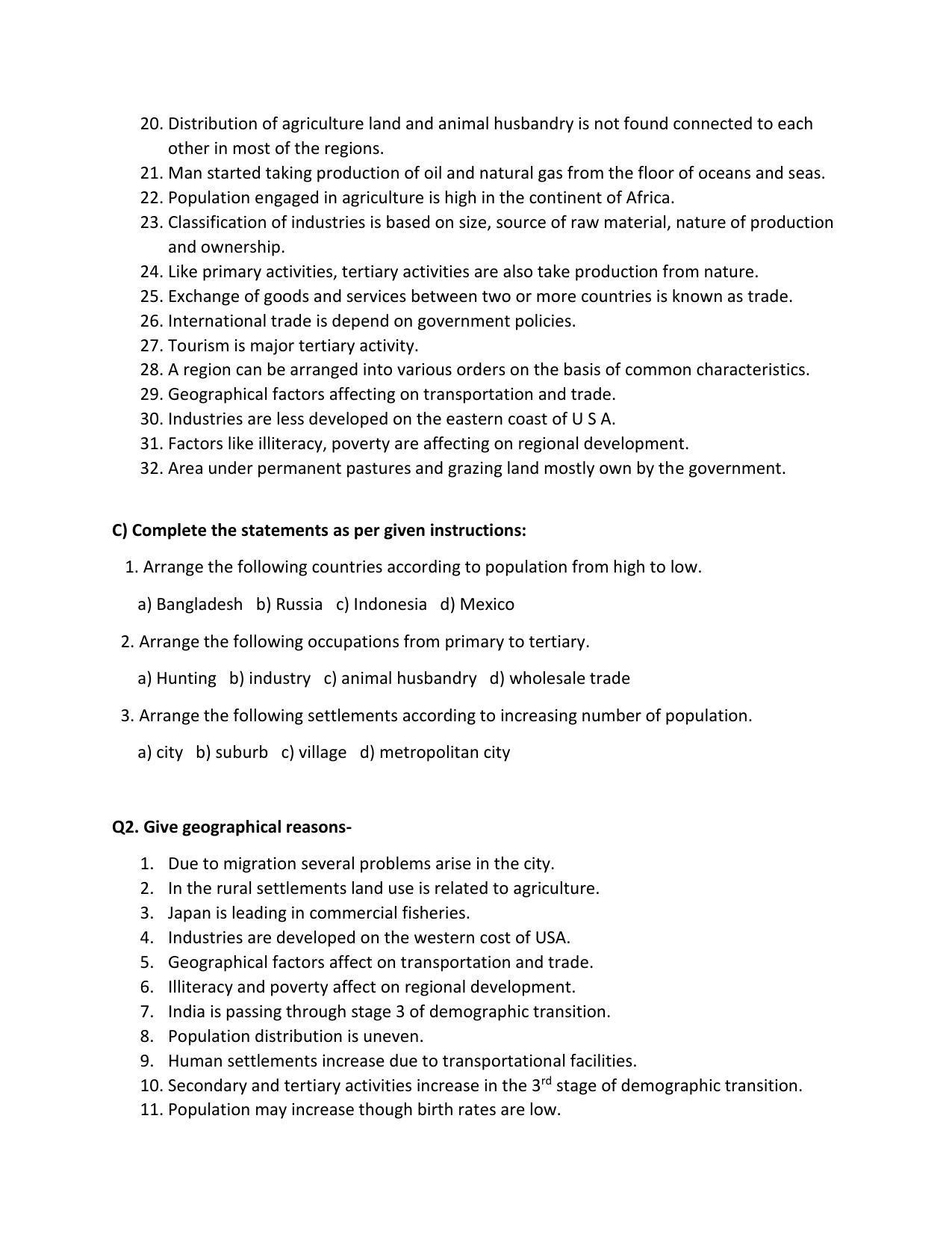 Maharashtra Board Class 12 Geography Sample Papers - Page 24