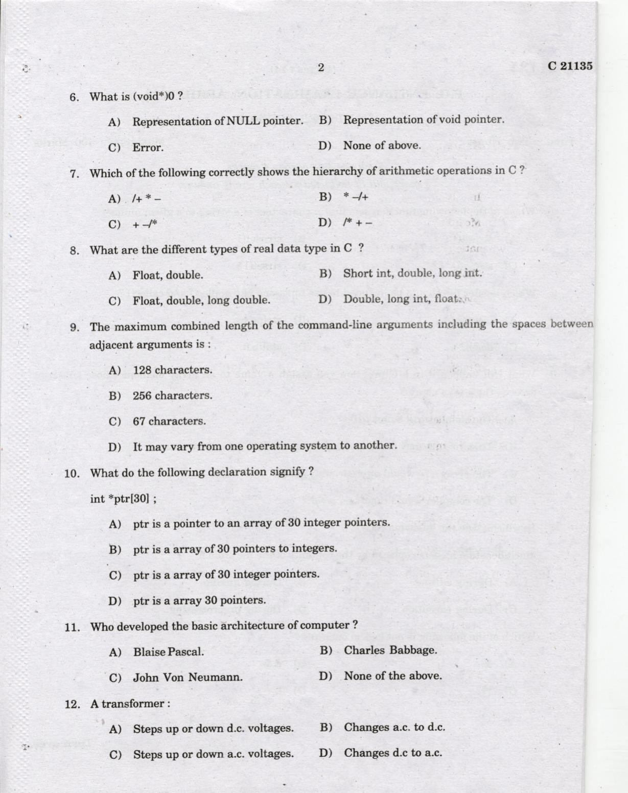 CUCAT 2022 M.Sc.Computer Science Question Paper - Page 2