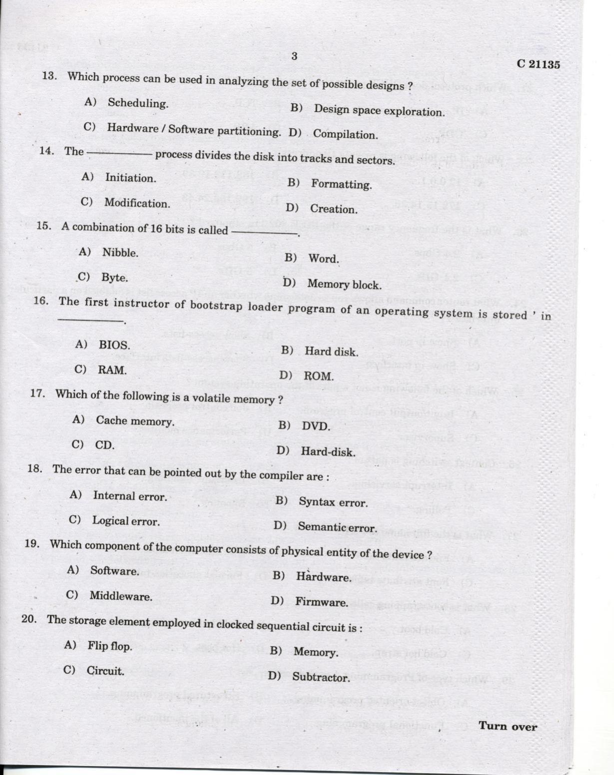 CUCAT 2022 M.Sc.Computer Science Question Paper - Page 3