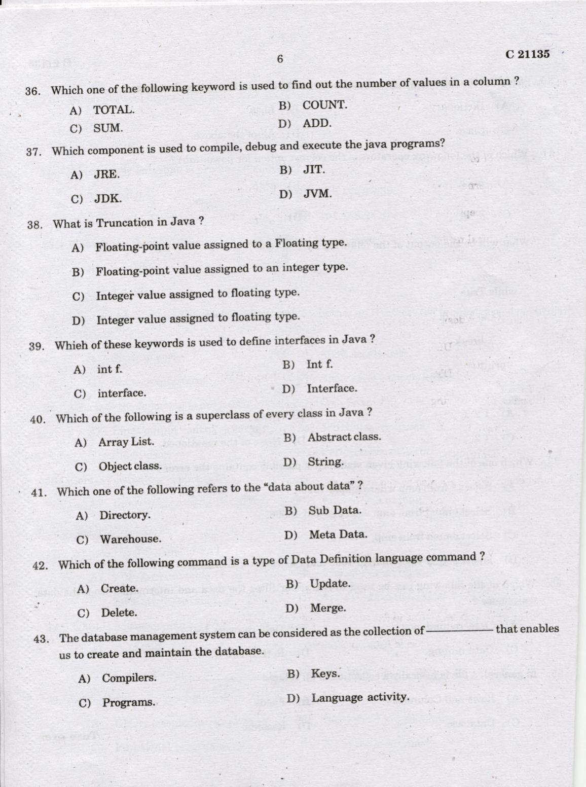 CUCAT 2022 M.Sc.Computer Science Question Paper - Page 6