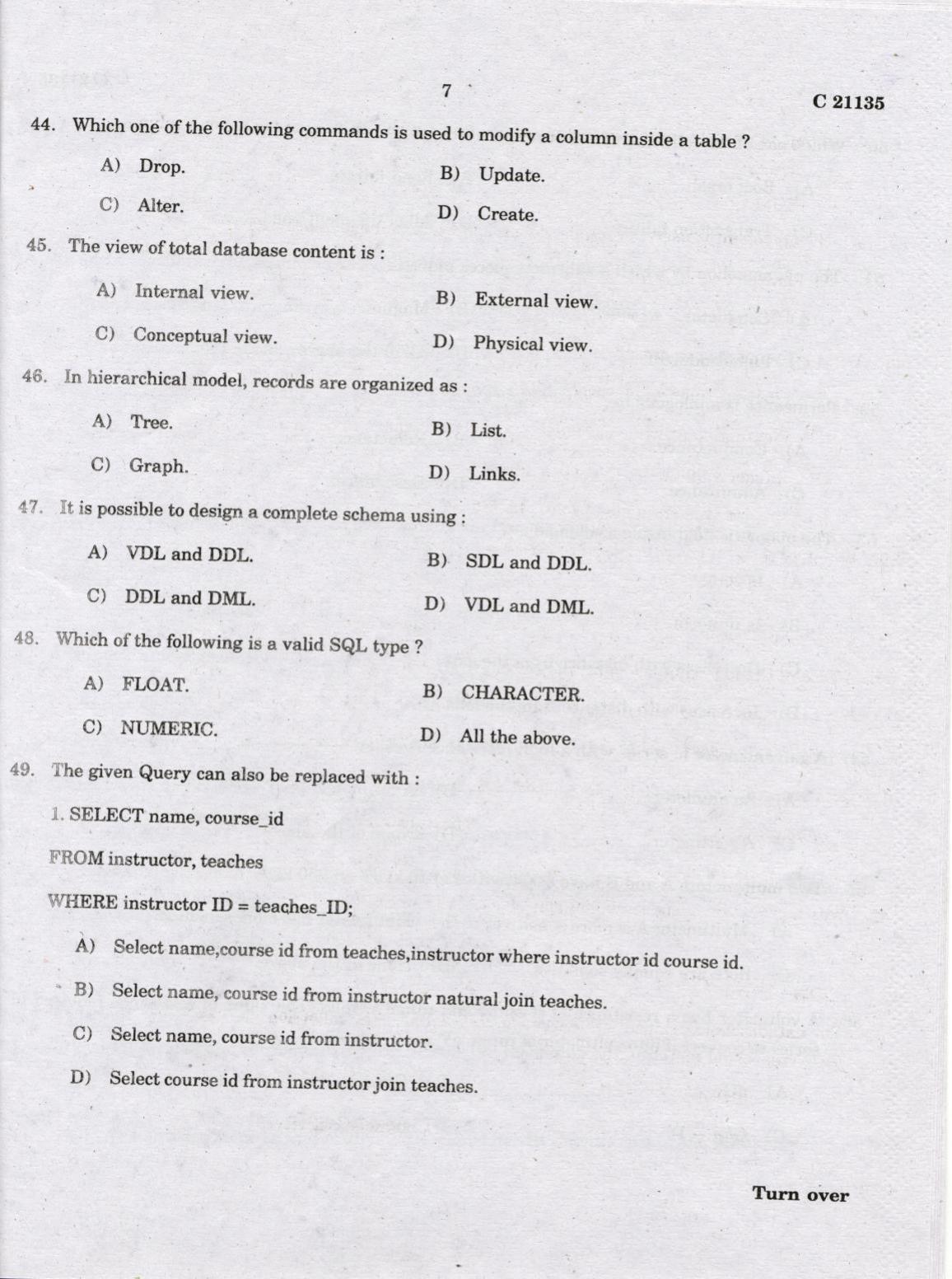 CUCAT 2022 M.Sc.Computer Science Question Paper - Page 7