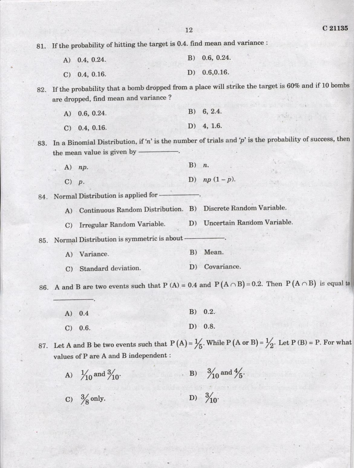 CUCAT 2022 M.Sc.Computer Science Question Paper - Page 12
