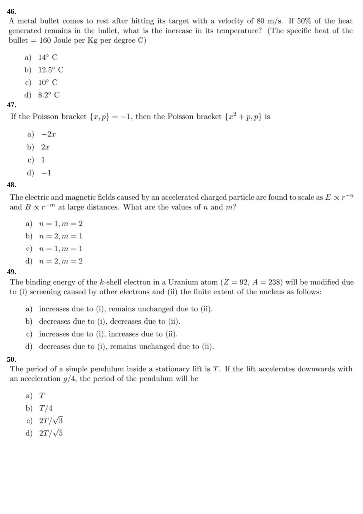 JEST 2013 Physics Question Paper with Answer key - Page 12