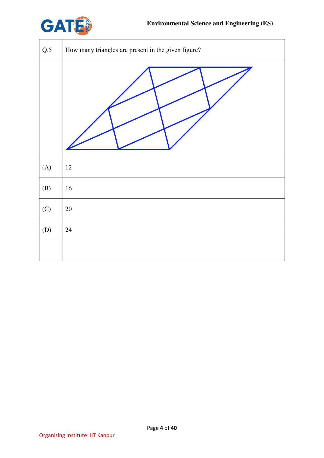 GATE 2023 Environmental Science & Engineering (ES) Question Paper - Page 4