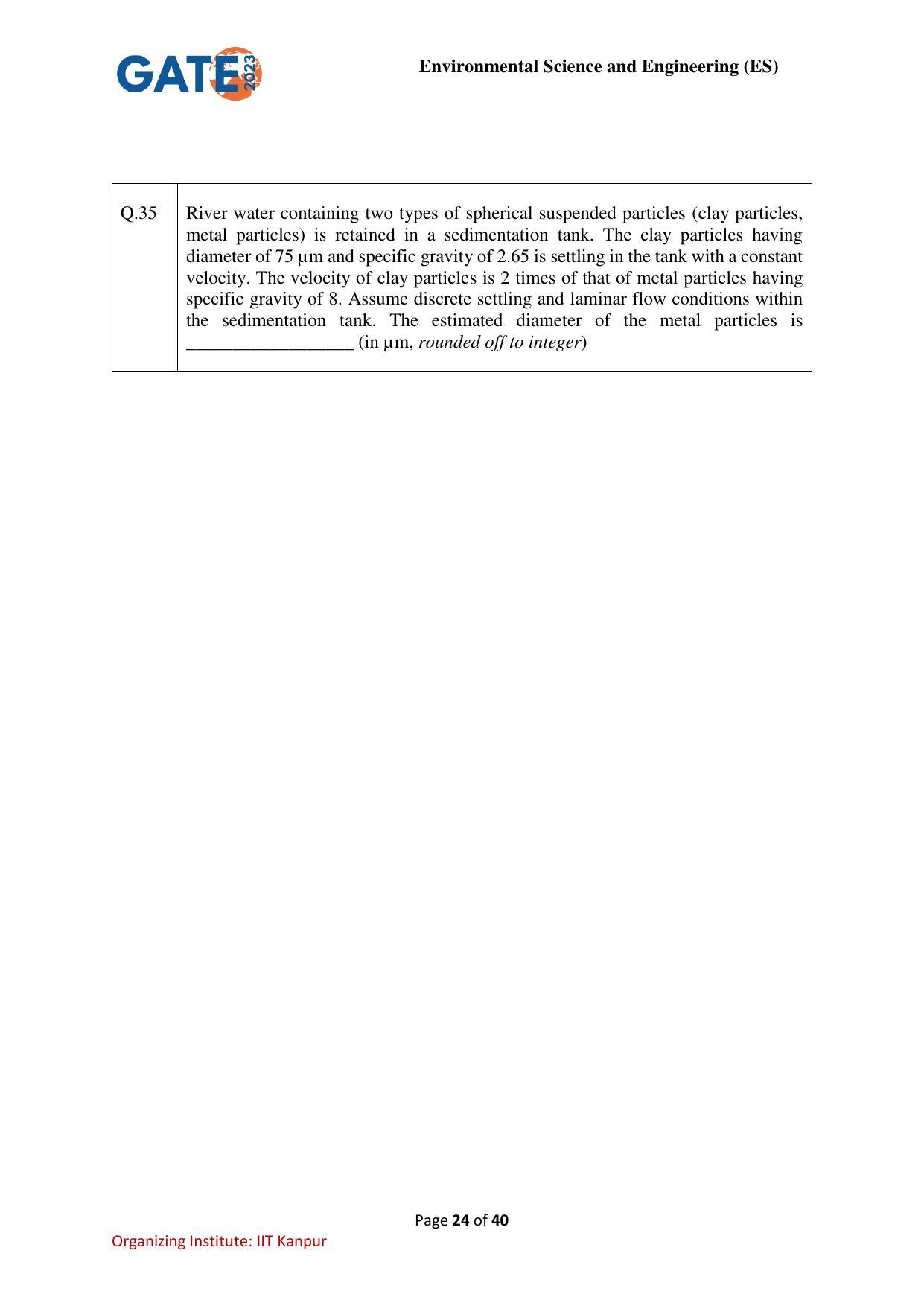 GATE 2023 Environmental Science & Engineering (ES) Question Paper - Page 24