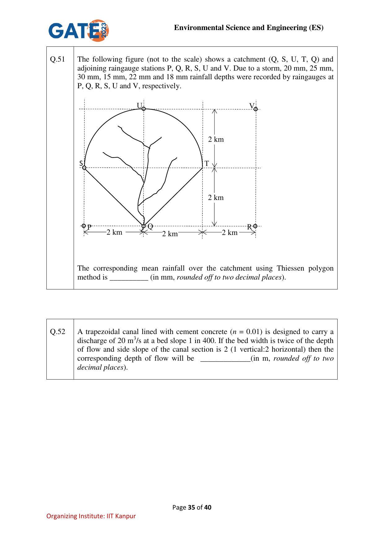 GATE 2023 Environmental Science & Engineering (ES) Question Paper - Page 35