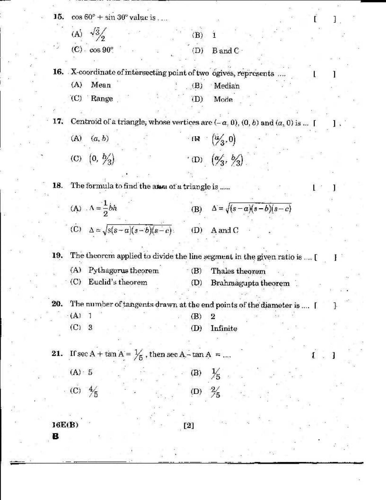 AP Class 10 Maths (Paper II) 2019 Question Paper - Page 6