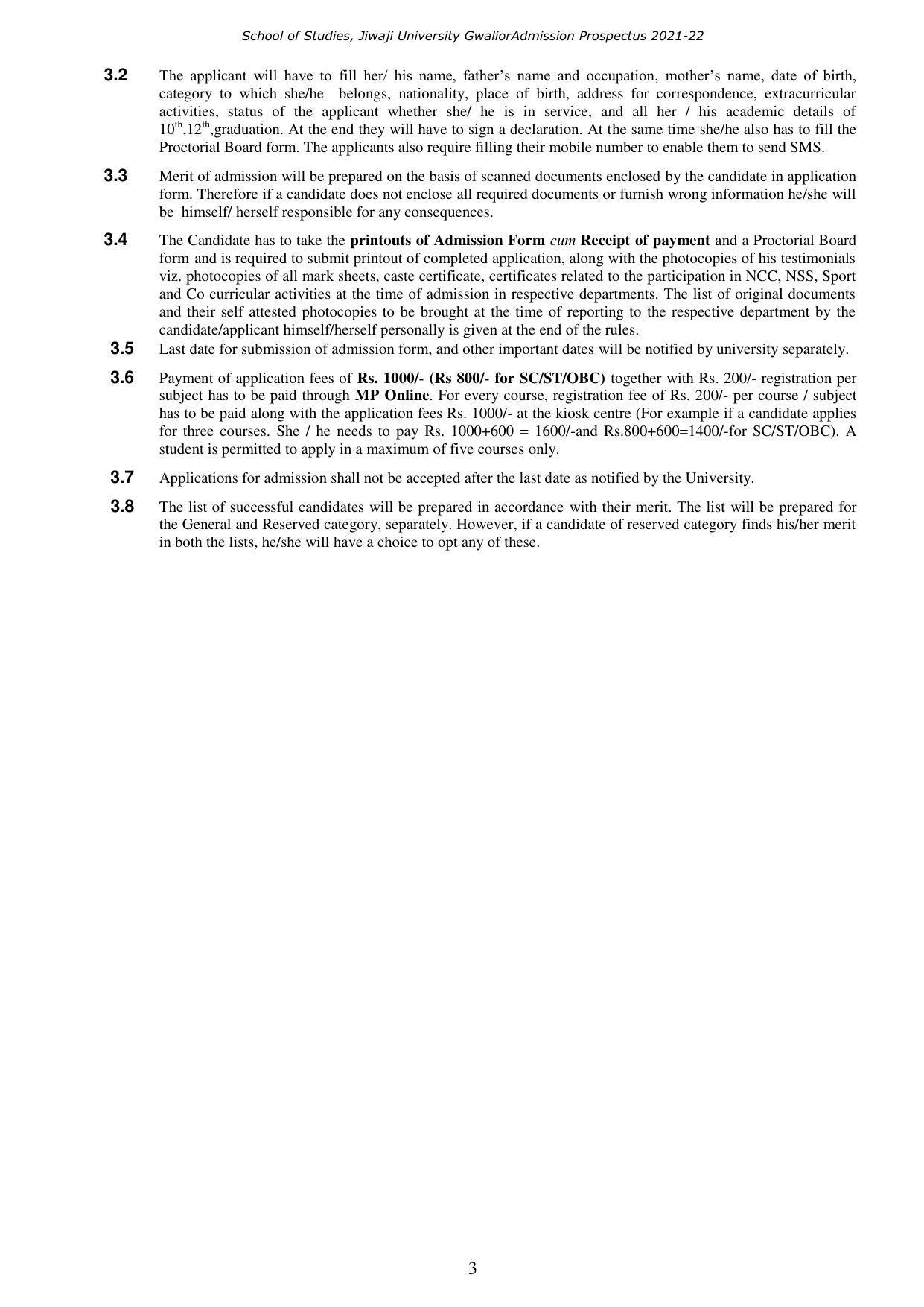 Jiwaji University, Gwalior UG/PG Admission 2021-22 - Page 3