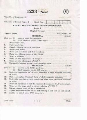 AP Inter 1st Year Circuit Theory and Electronic Components-I (New) May-2019-Vocational Question Paper