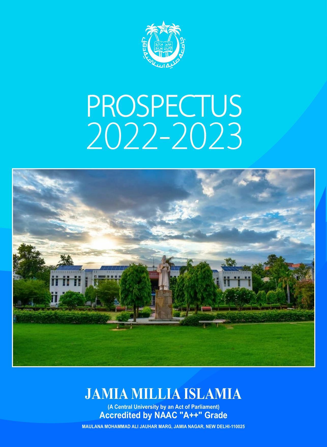 Jamia Millia Islamia University, Delhi -2022-23 (Prospectus) - Page 1